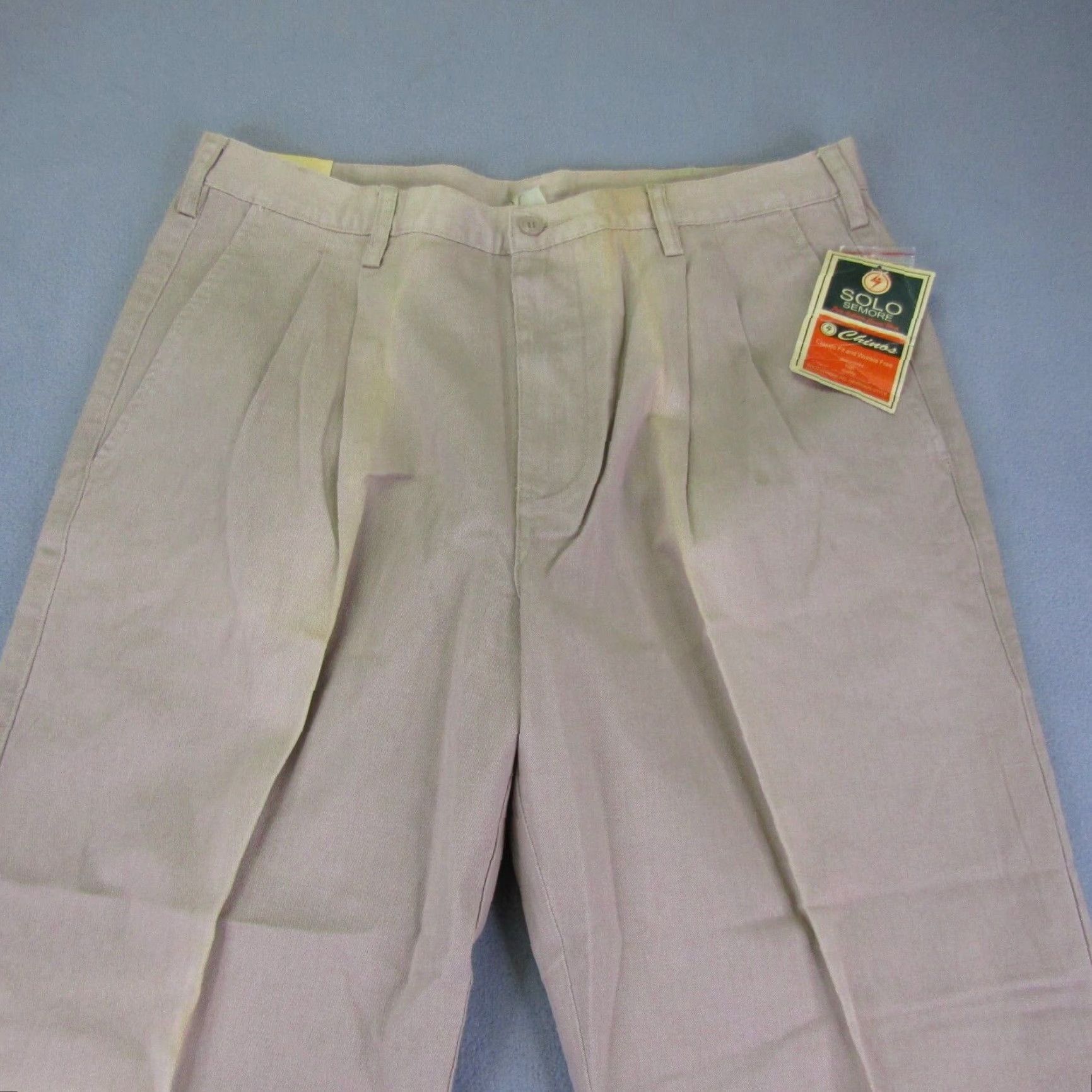 Vintage VINTAGE Solo Semore Pants Mens 38x32 Chino Beige 90s Grunge Deadstock Pleated Button Zipper Pockets Straight Mens Size US 37 - 2 Thumbnail