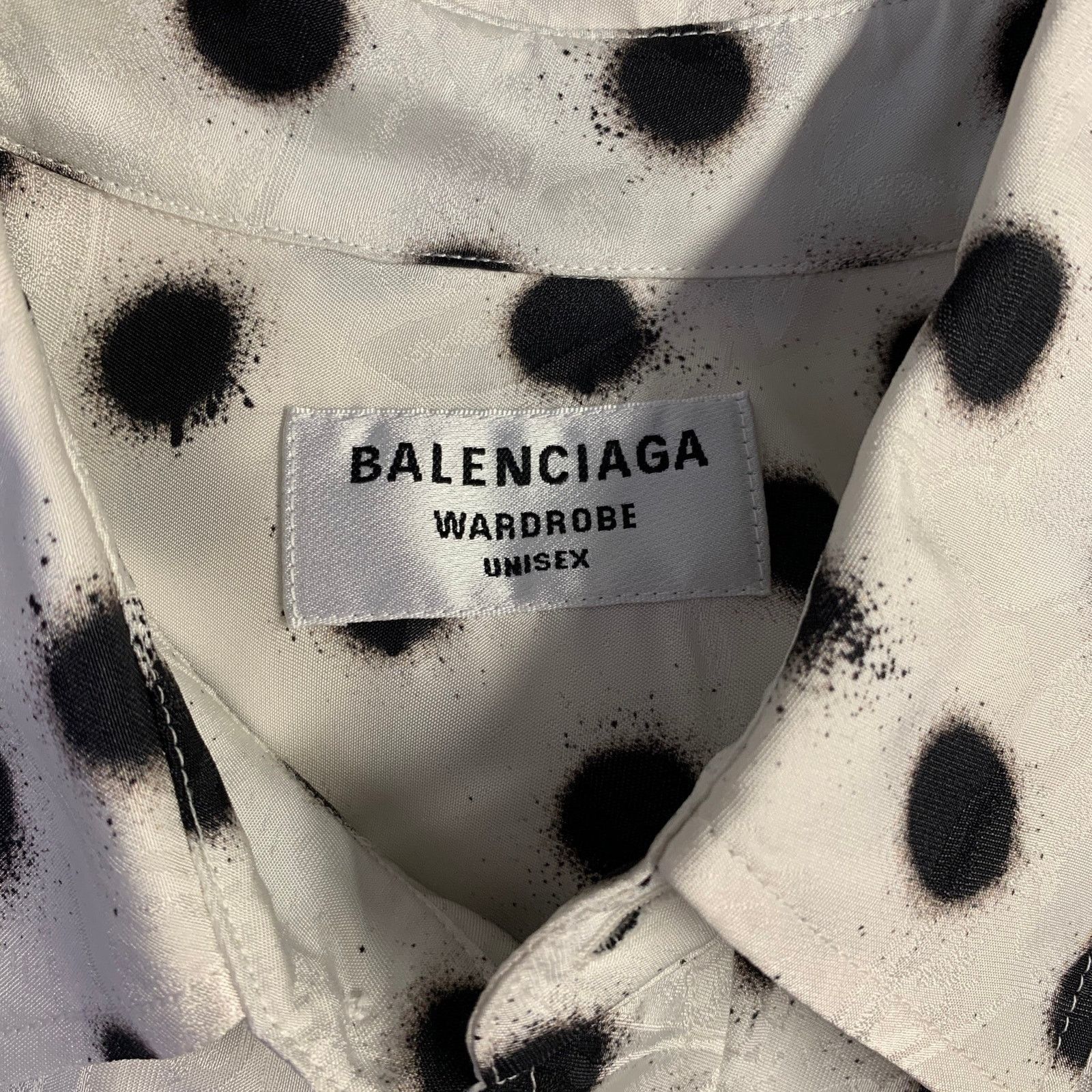 Balenciaga Size S White Black Polka Dot Viscose Silk L/S Shirt Size US S / EU 44-46 / 1 - 7 Thumbnail