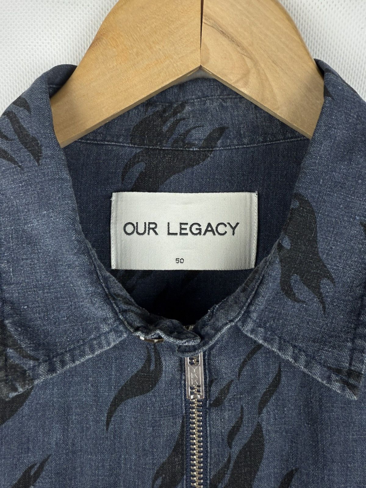 Our Legacy Our Legacy Men’s Full Zip Patterned Linen Overshirt Jacket Size US L / EU 52-54 / 3 - 8 Thumbnail
