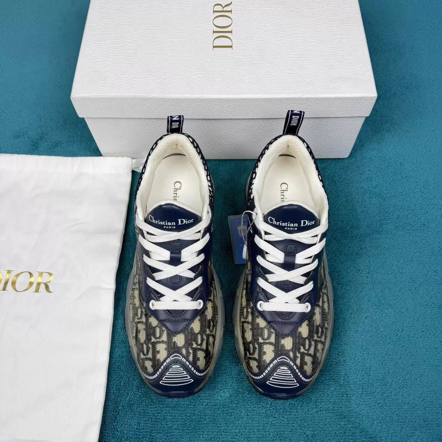 Dior Dior Vibe Monogram Navy Low Top Sneakers 37.5 EU Size US 7 / IT 37 - 1 Thumbnail
