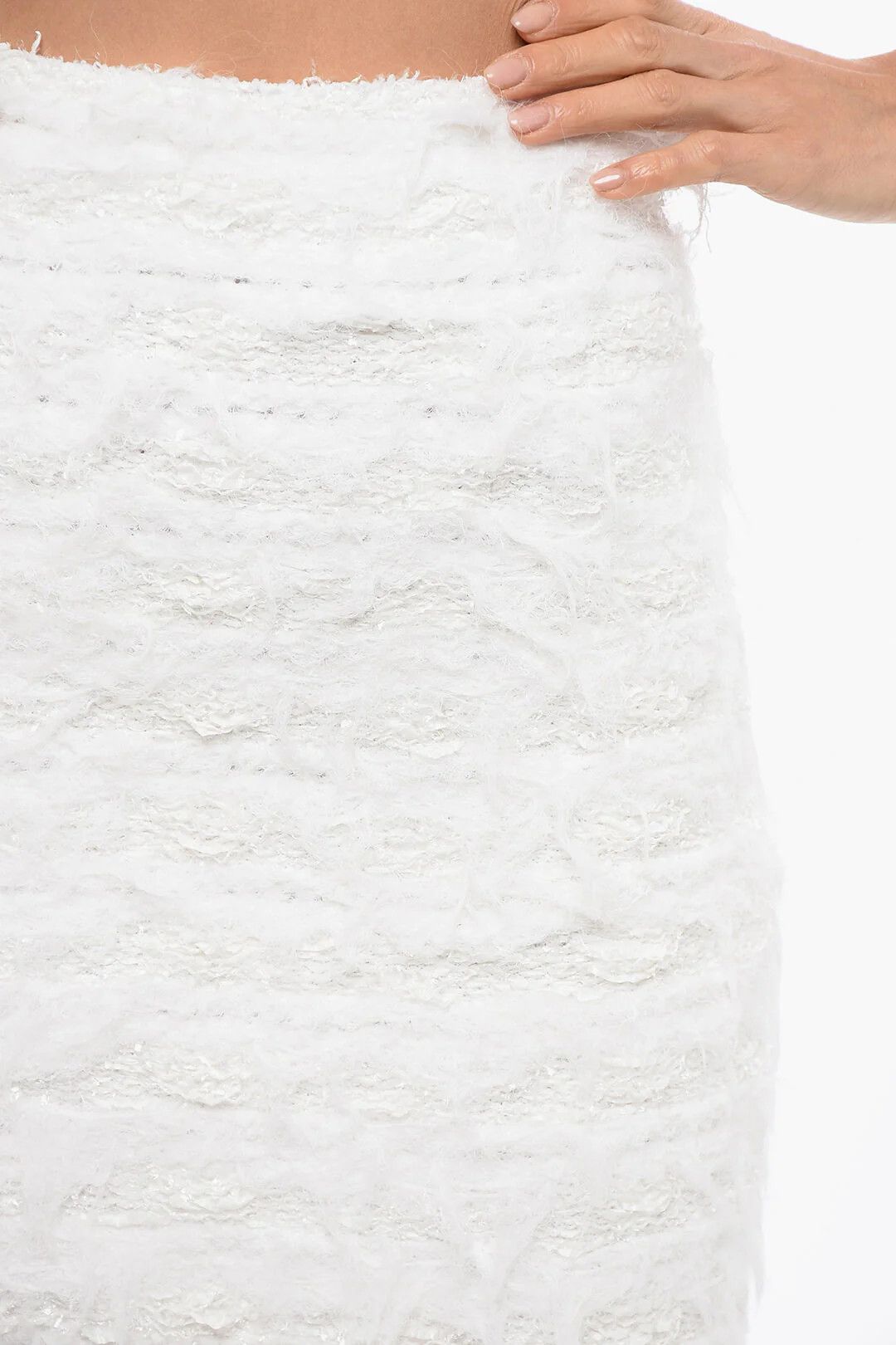Balmain og1mm0326 Tweed Mini Skirt in White Size 40" / US 18 - 3 Thumbnail