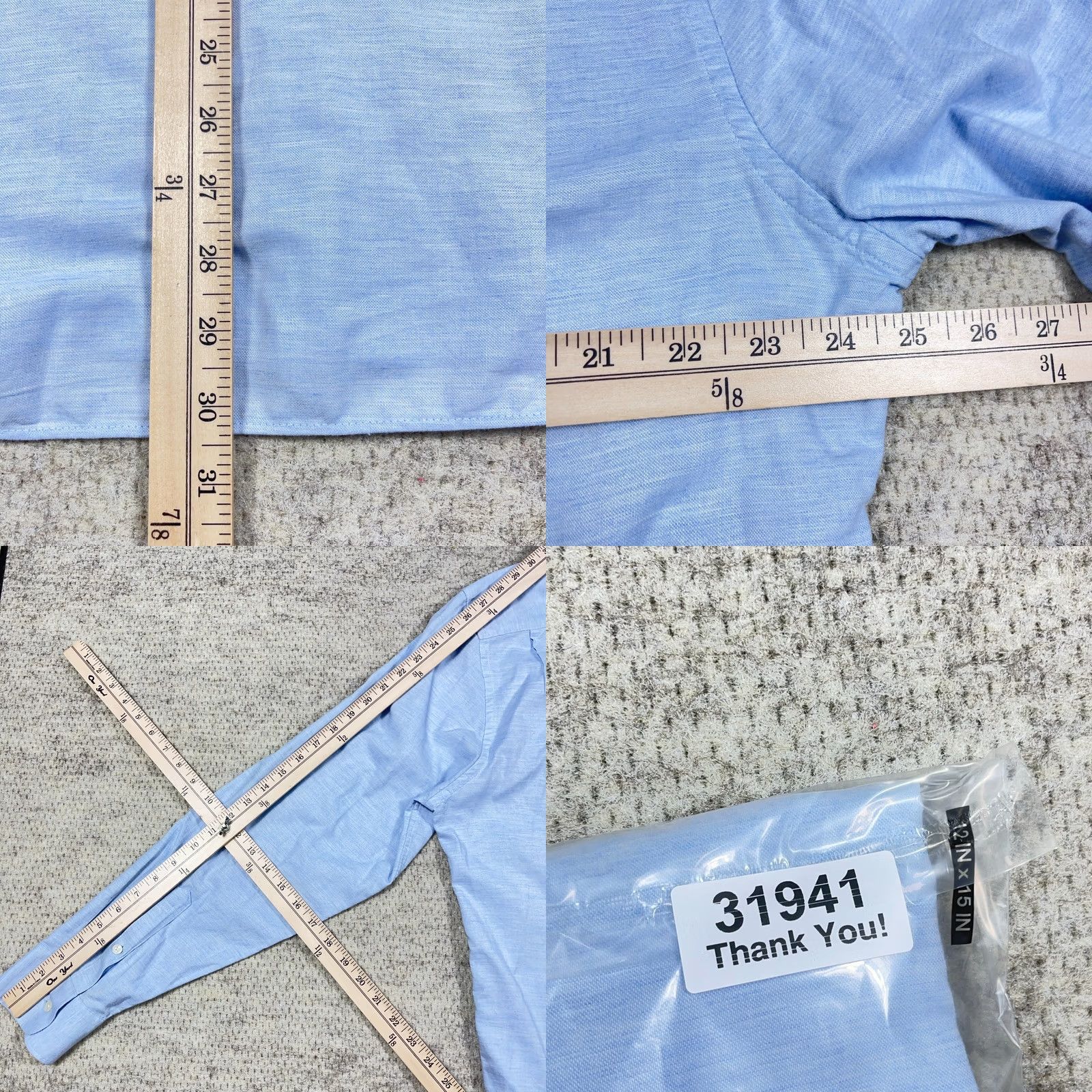 Faherty Faherty Shirt Men XL Light Blue Button Up Pocket Cotton Lyocell Blend Camp Dress Size 46R - 8 Thumbnail