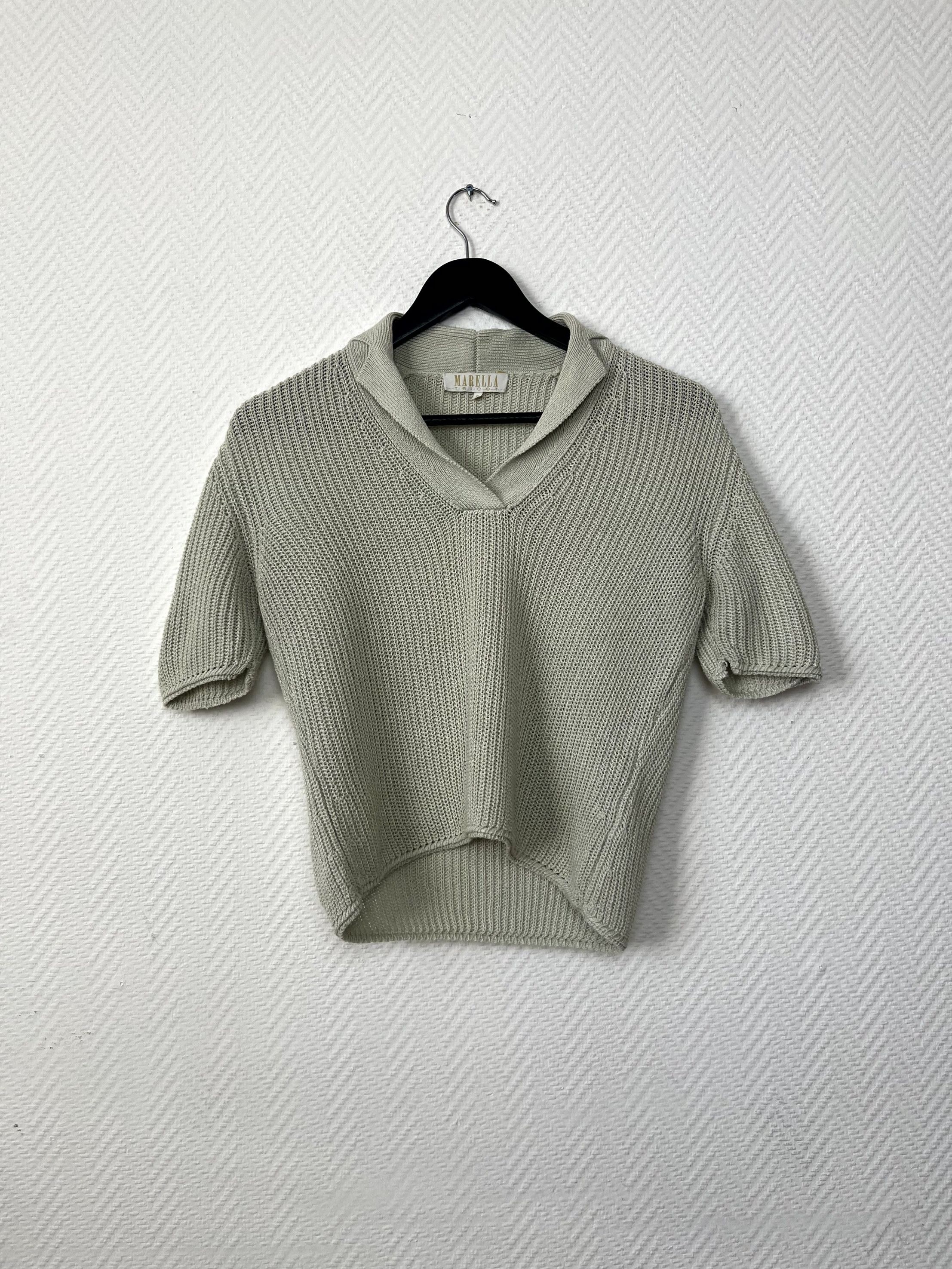 Marella Marella Tricot Knit Polo Top Gray T-Shirt V Neck Size S Size S / US 4 / IT 40 - 8 Thumbnail
