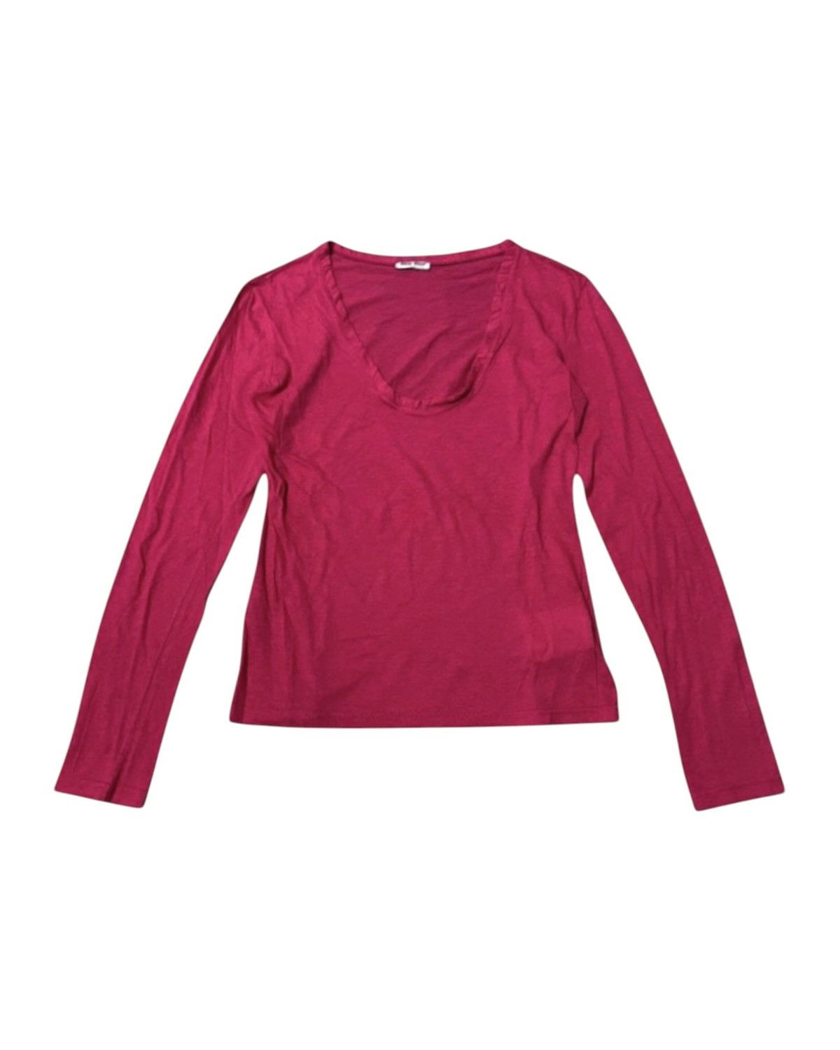 Miu Miu Women's Miu Miu by Prada Pink U-Neck Long Sleeve Shirt Size S / US 4 / IT 40 - 1 Thumbnail