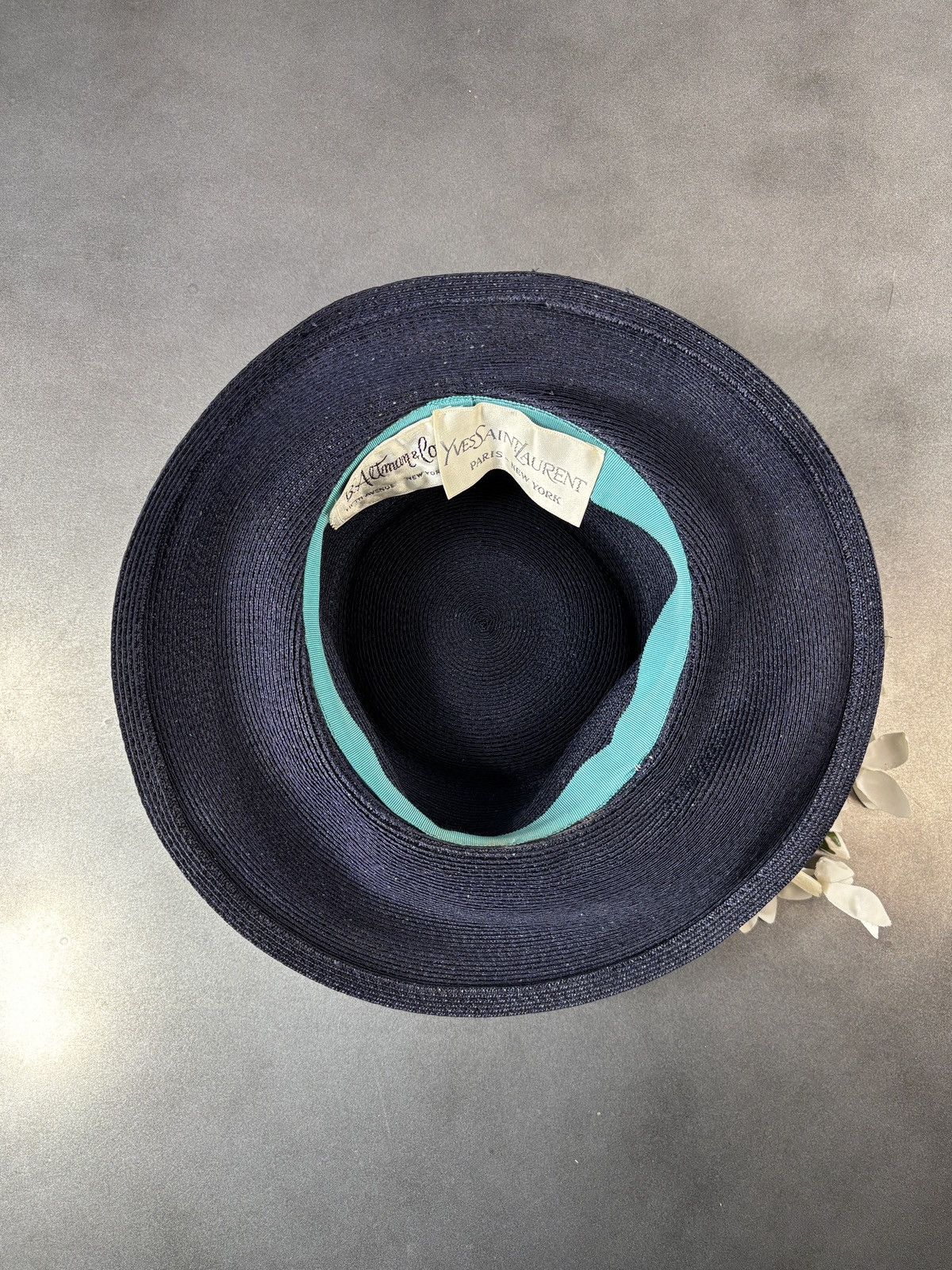 Yves Saint Laurent 1960s Yves Saint Laurent Hat Vintage YSL Straw Cap Floral Size ONE SIZE - 12 Thumbnail