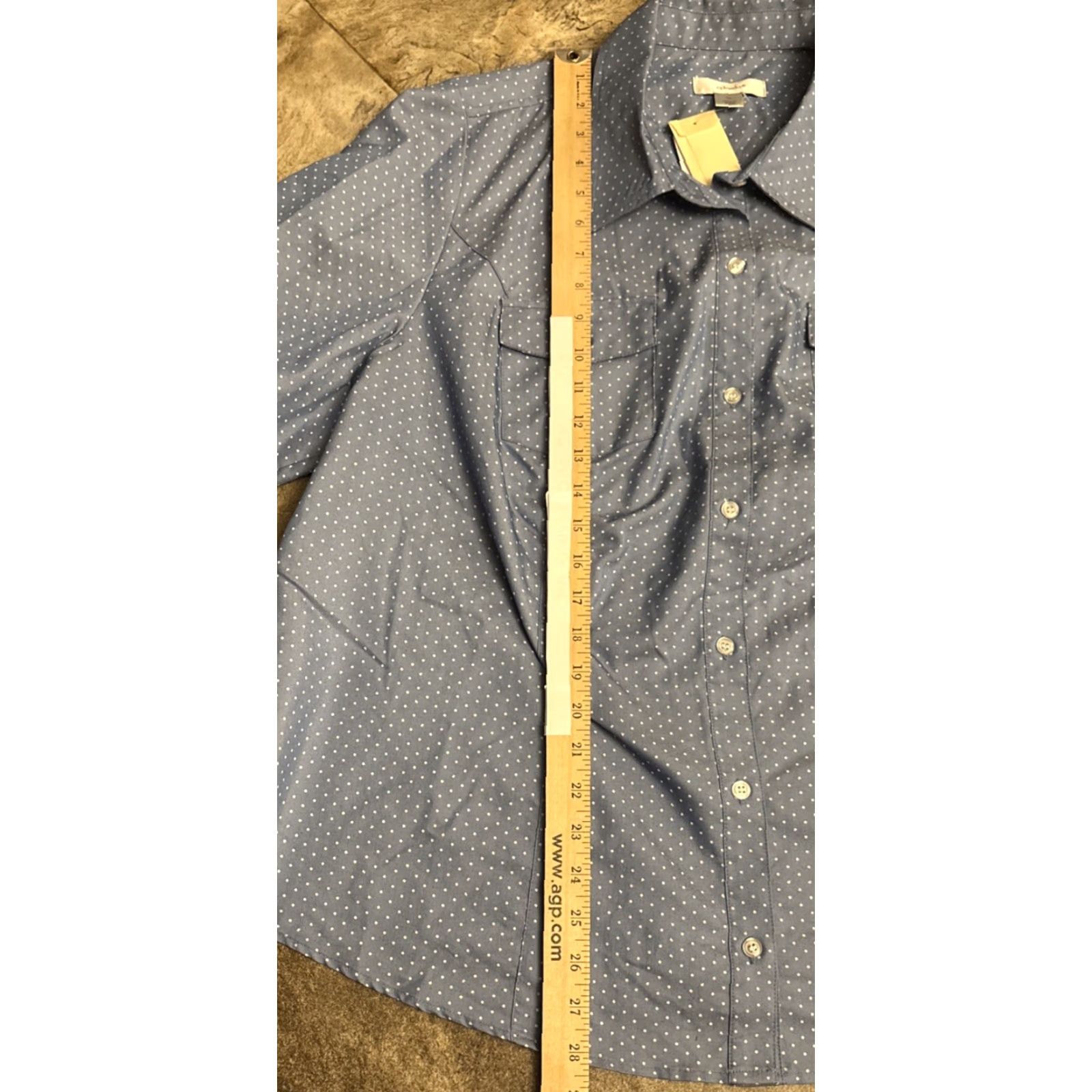 Vintage NWT Christopher Banks Button Shirt Sz 2X 20/22W blue polka-dot collared 3/4 Sleeve Cotton Polyester Blouse Womens Regular Shirt Size XXL / US 16-18 / IT 52-54 - 6 Thumbnail