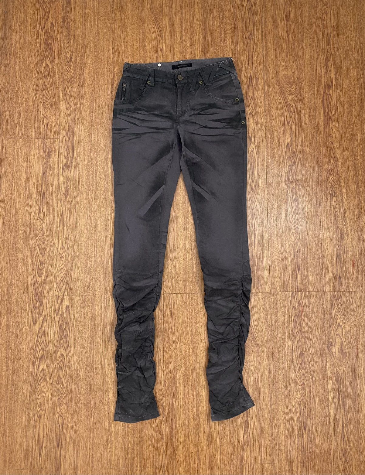 image of If Six Was Nine x Le Grande Bleu L G B Tornado Mart Wax Wrinkled Pants in Dark Charcoal (Size 26)