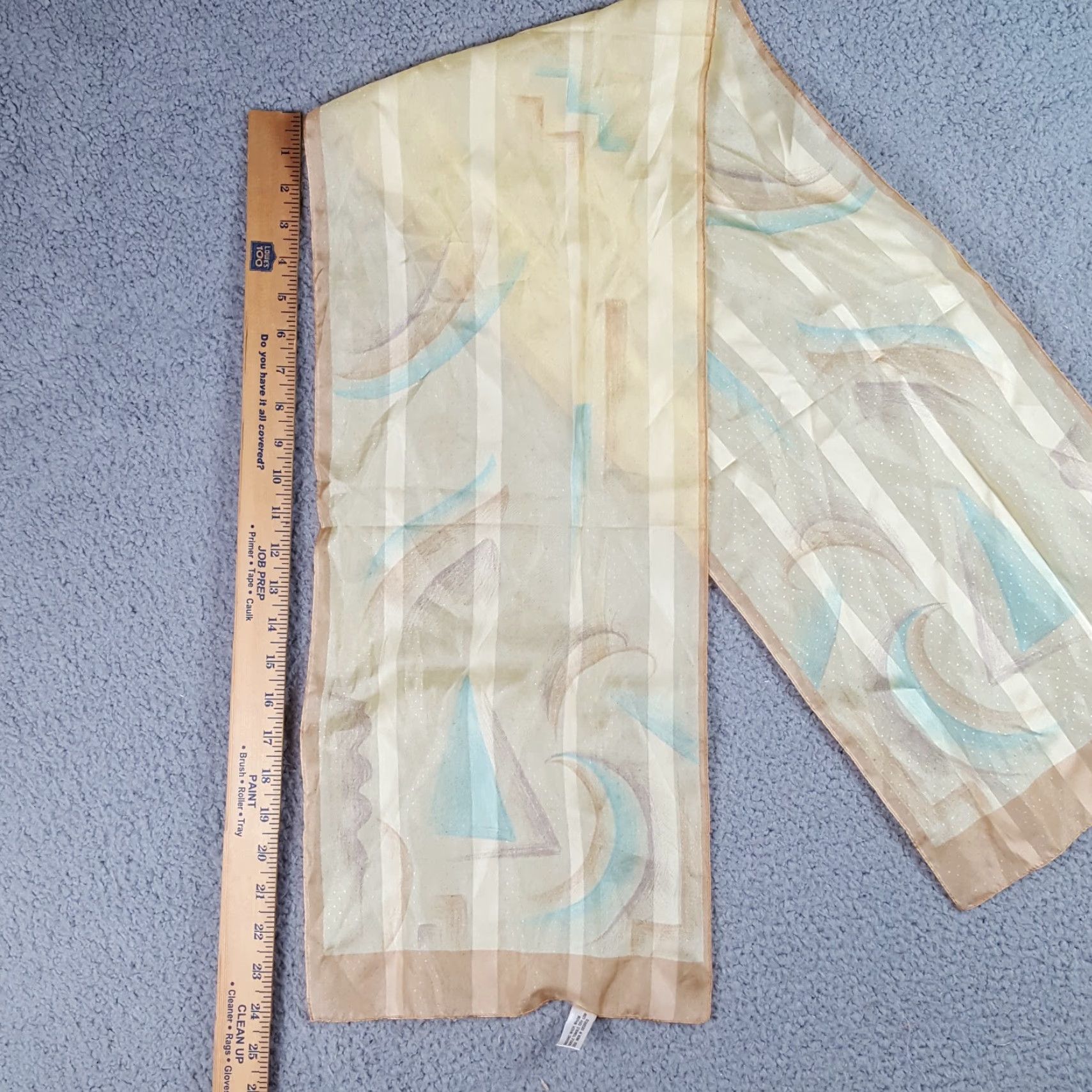 Vintage VINTAGE Italian Striped Dot Art Sheer Scarf Neck Wrap 50" Handkerchief Beige Size ONE SIZE - 4 Thumbnail