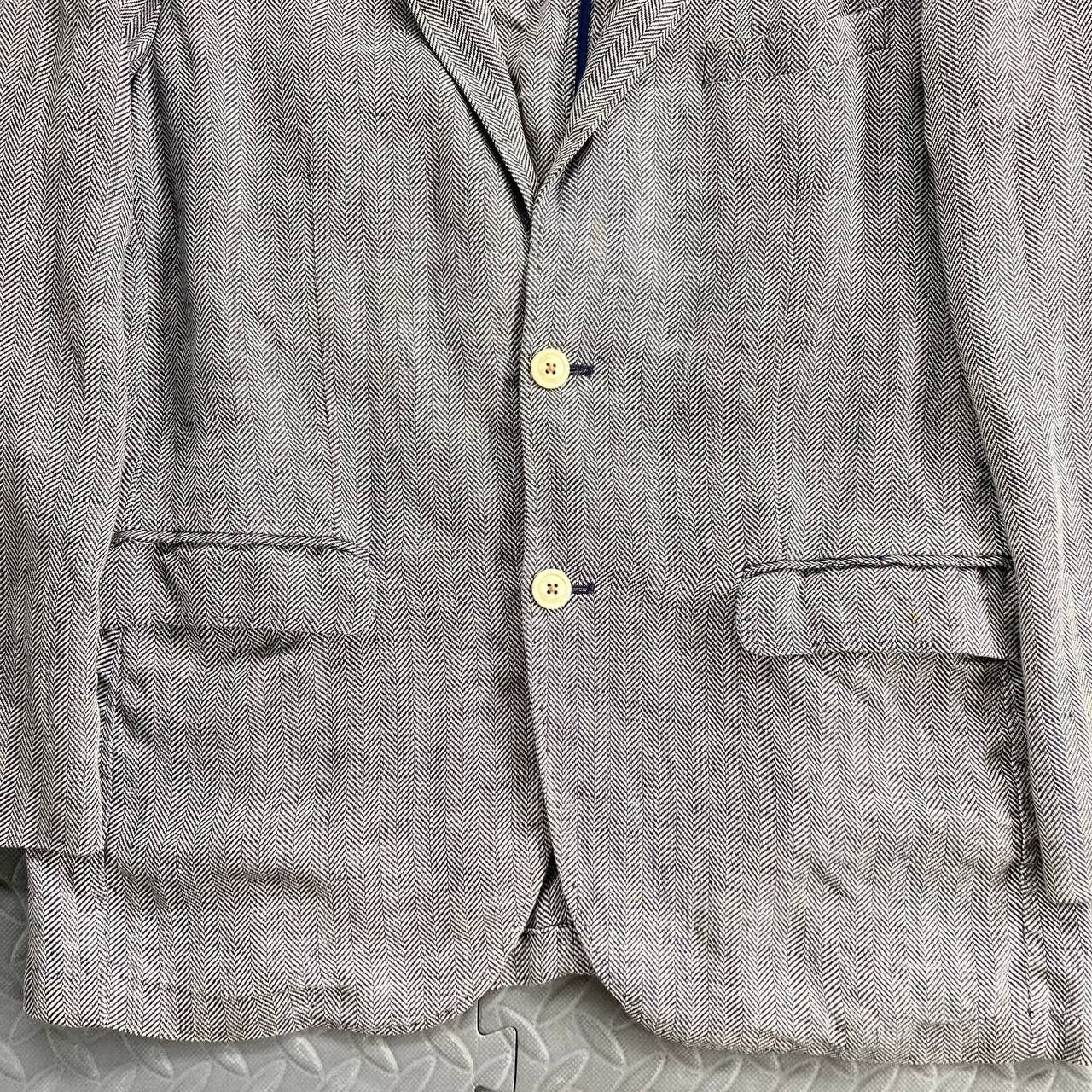 Massimo Dutti Linen Elbow Pad Herringbone Blazer Size 42S - 4 Thumbnail