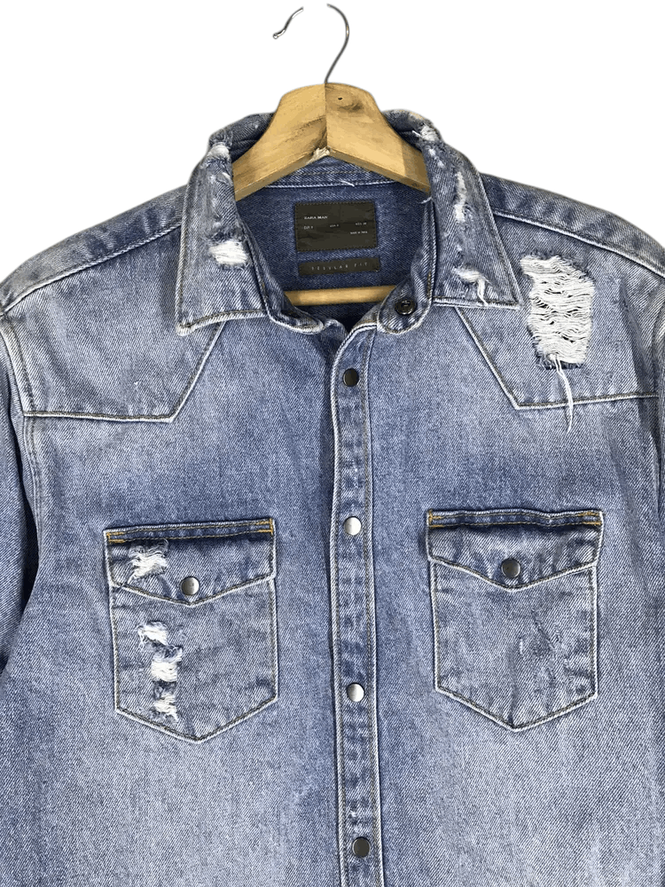 Zara Zara Man Distressed Denim Jackets Size US S / EU 44-46 / 1 - 4 Thumbnail