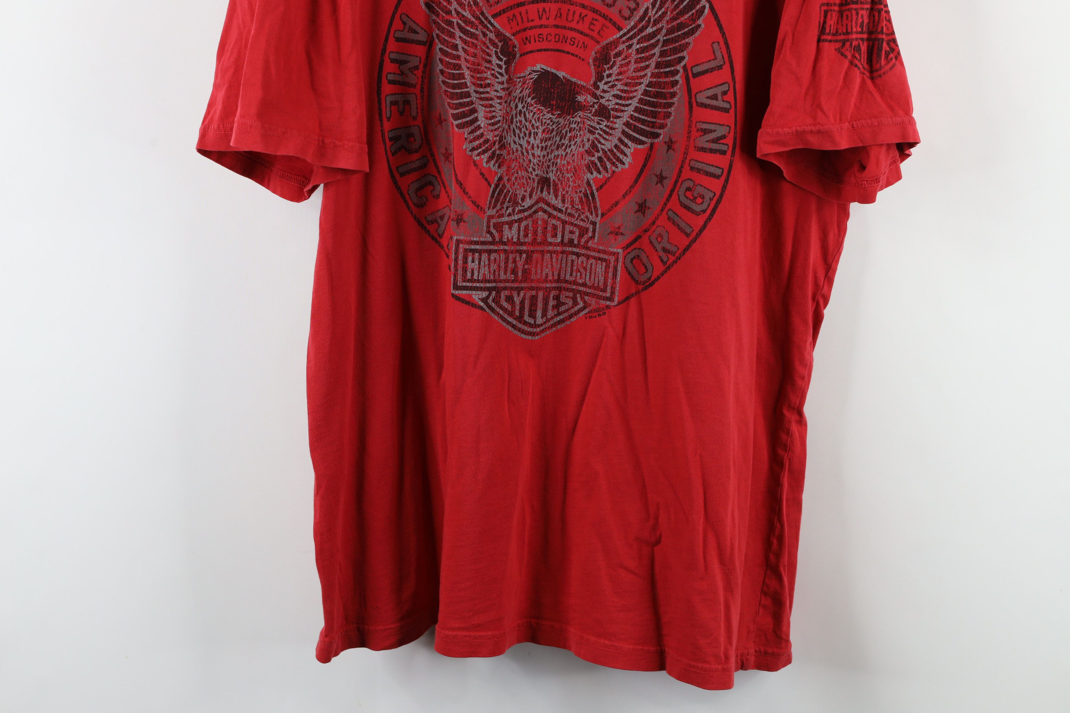 Harley Davidson × Vintage Vintage Y2K Harley Davidson Spell Out Eagle T-Shirt Red Size US XL / EU 56 / 4 - 3 Thumbnail