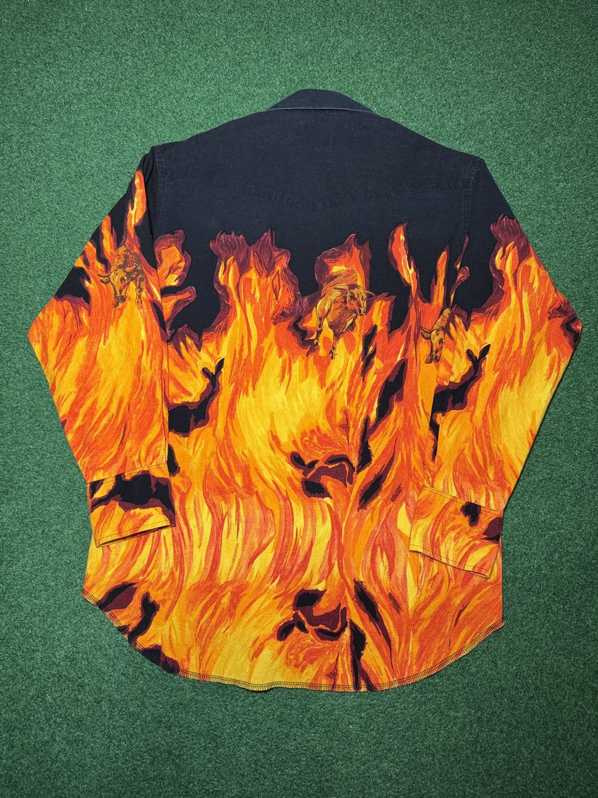 Wrangler Wrangler Flame Print Western Snap L Bull 90s Cowboy Shirt Size US L / EU 52-54 / 3 - 4 Thumbnail