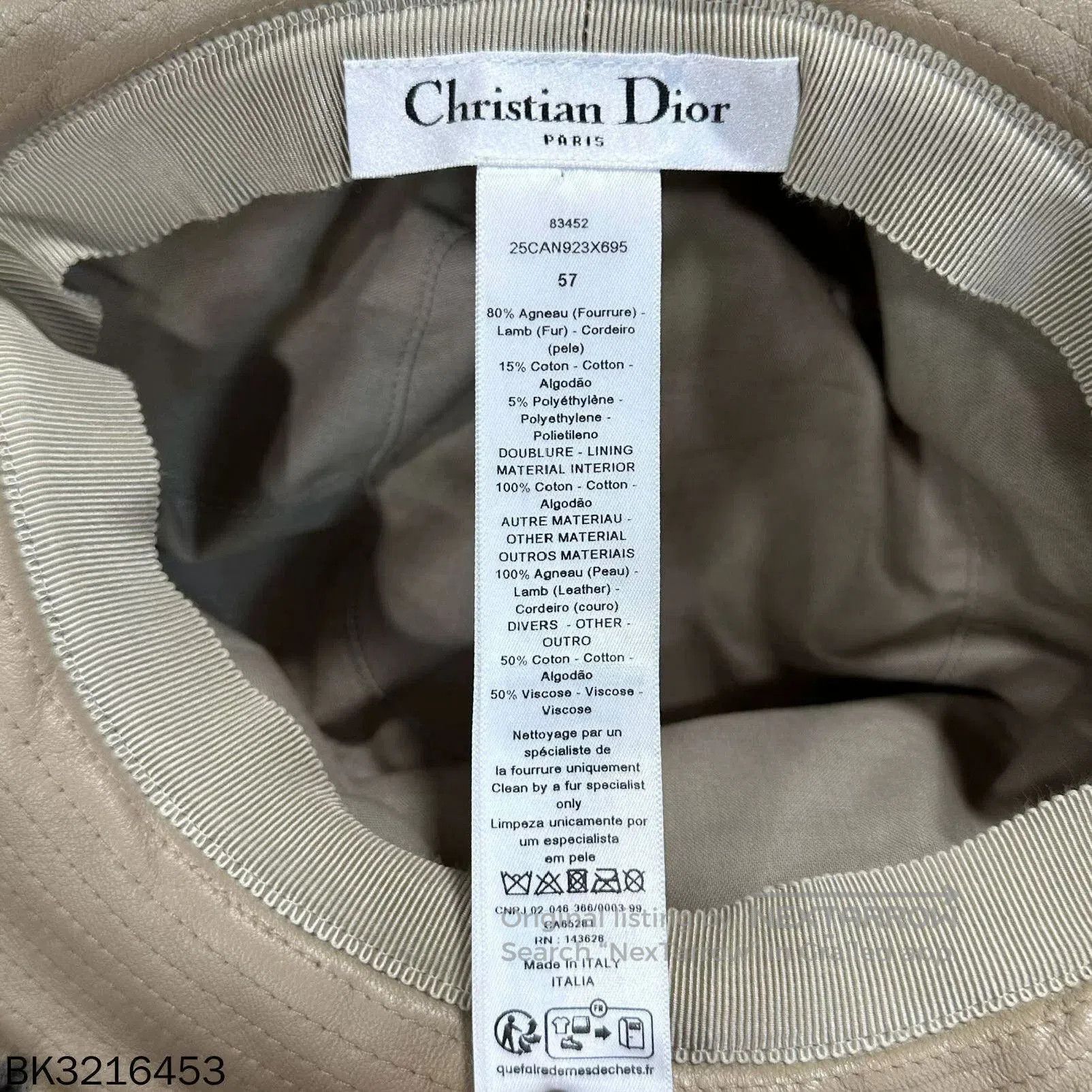 Dior Dior Cannage Fur Fisherman Hat. Size ONE SIZE - 6 Thumbnail