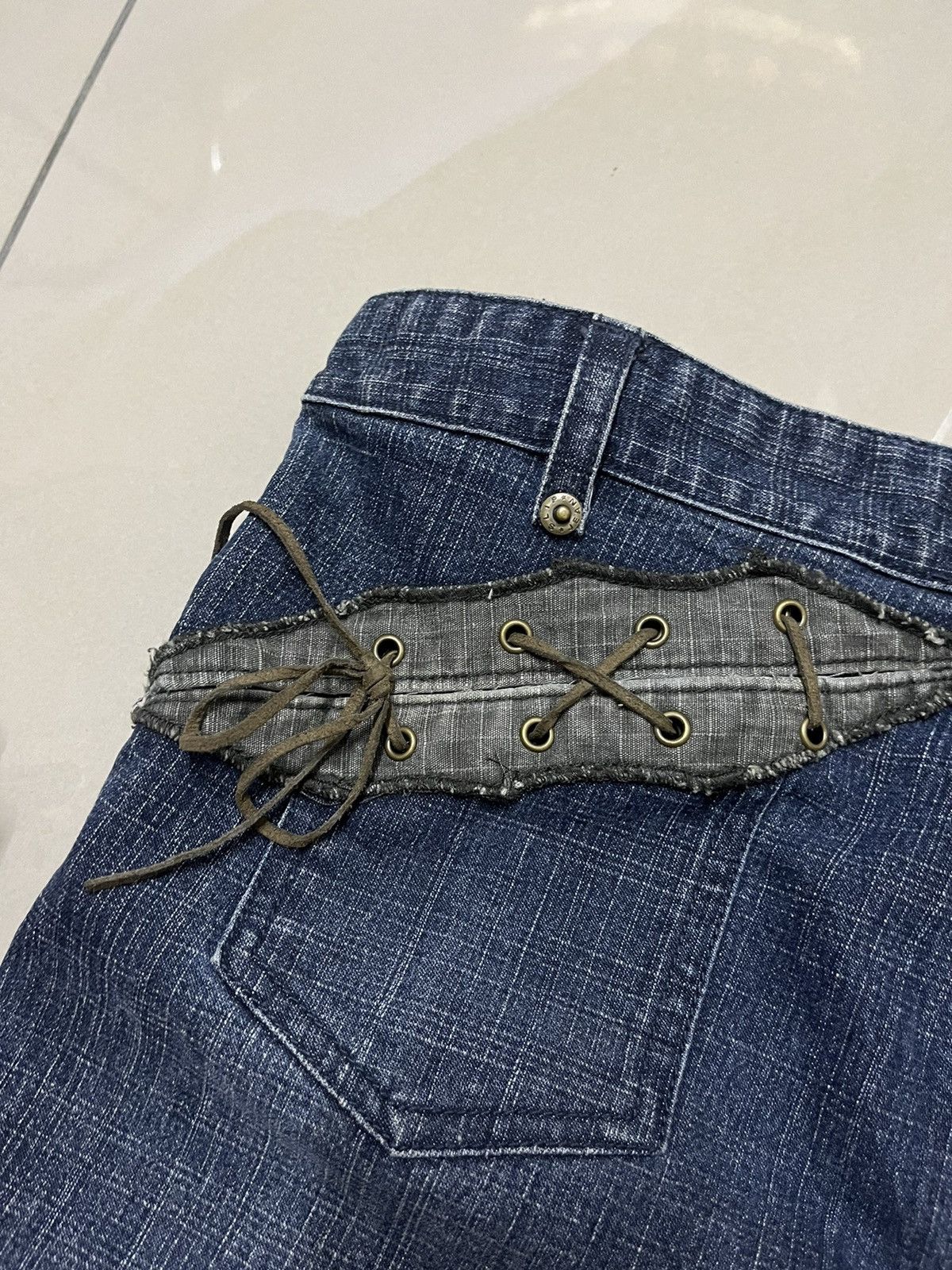 Tornado Mart Flare Jeans Slip jean drawstring pocket low rise bootcut Size US 31 - 4 Thumbnail