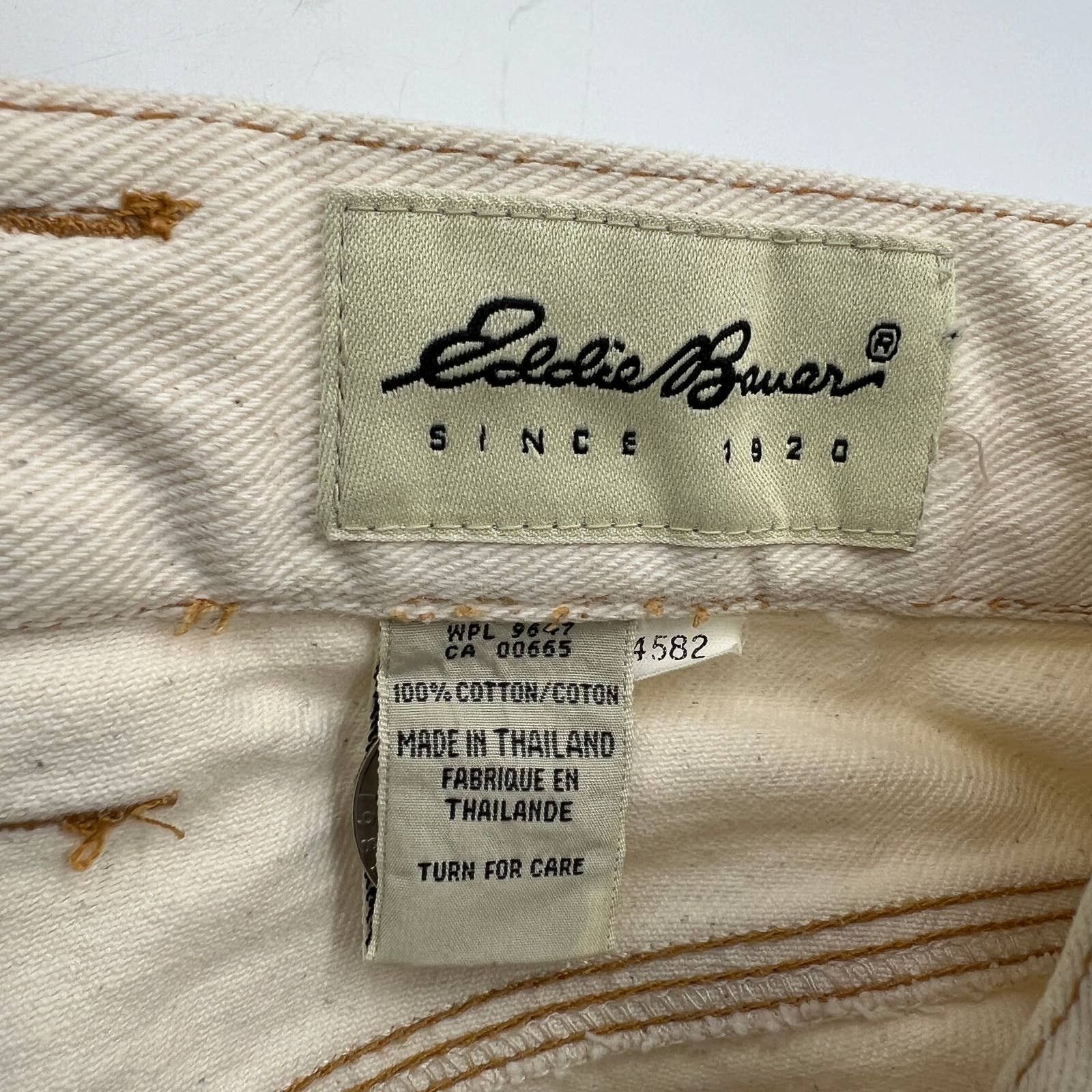 Eddie Bauer × Vintage Vintage Eddie Bauer Ivory Denim Carpenter Painter Jeans Size 31" - 3 Thumbnail
