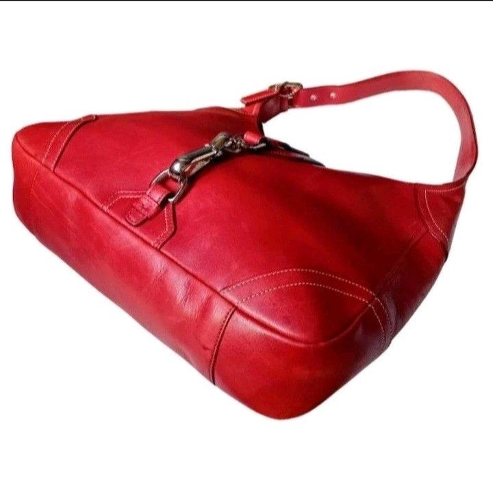 Coach Coach Vintage Y2K Red Leather Hamptons Hobo Bag Size ONE SIZE - 7 Thumbnail