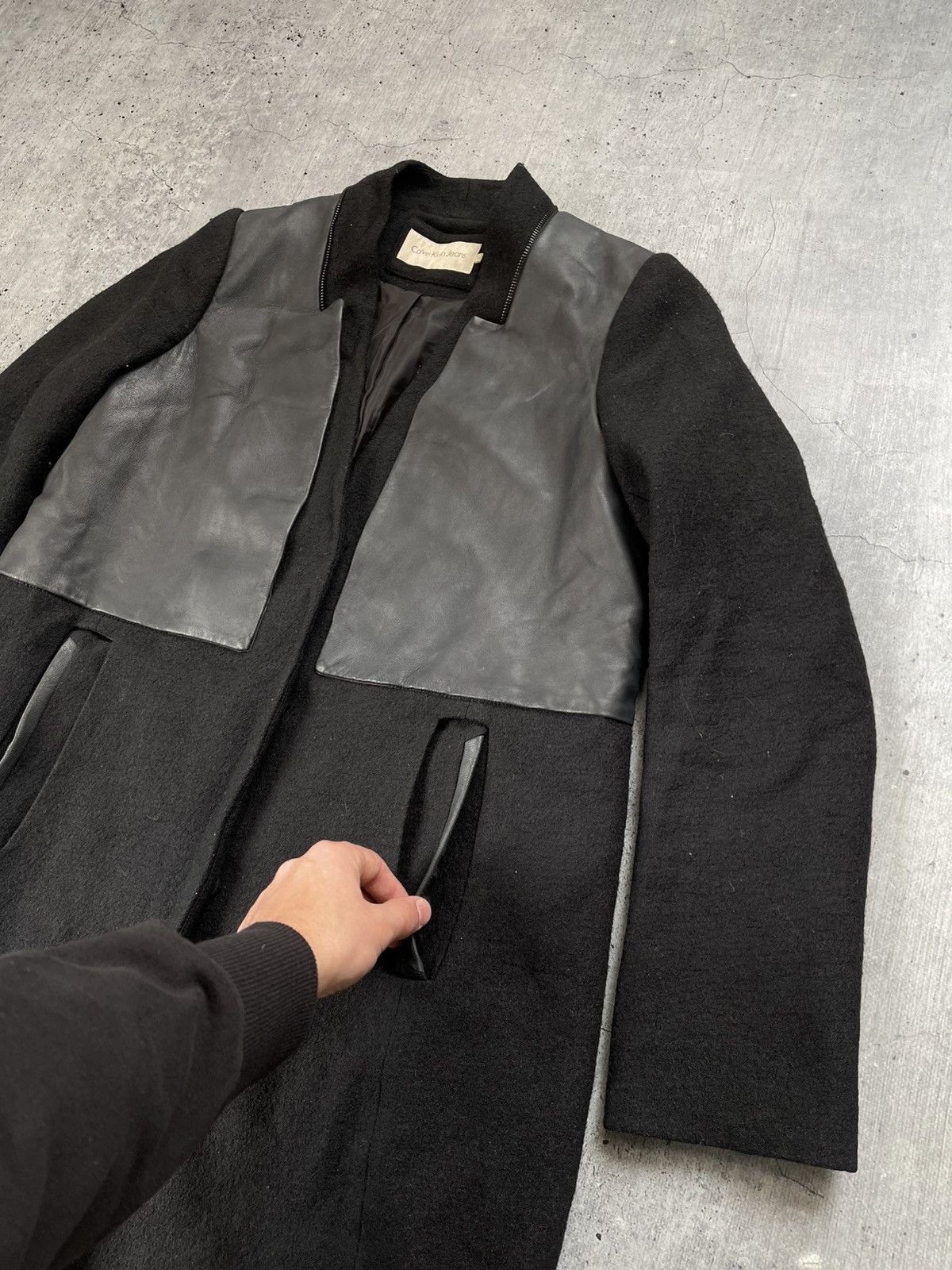 Calvin Klein Calvin Klein Wool Lather Coat Vintage Size US L / EU 52-54 / 3 - 4 Thumbnail