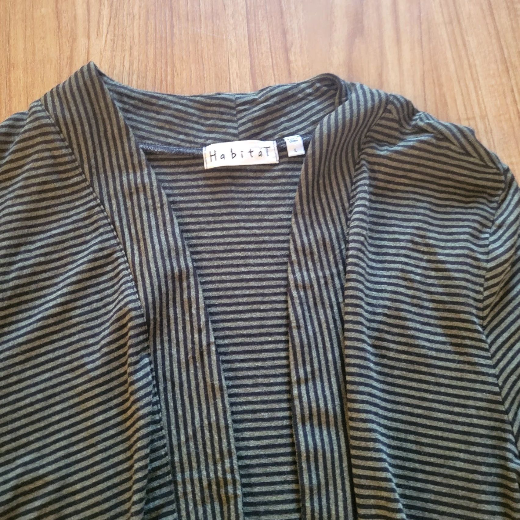 Habitat Habitat Cardigan Top Shirt Womens Large Green Black Striped Open Front Everyday Size L / US 10 / IT 46 - 3 Thumbnail