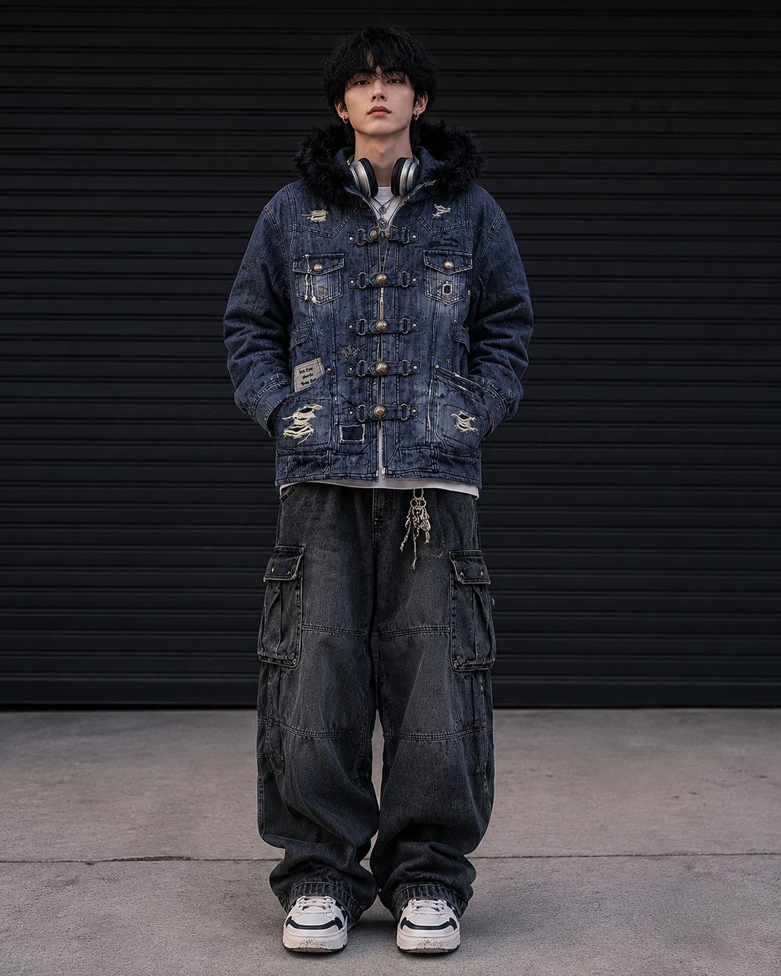 Japanese Brand BACKS Classic Punk Steampunk Japanese Bandage Denim Jacket Size US M / EU 48-50 / 2 - 1 Thumbnail