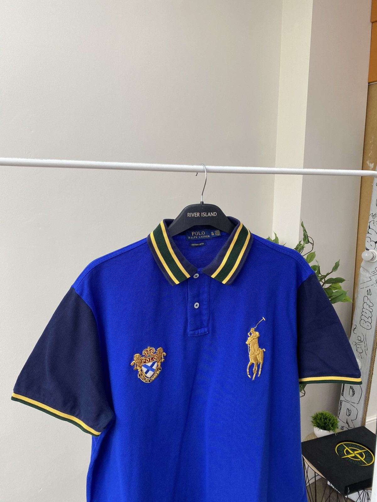 Polo Ralph Lauren × Vintage Vintage Polo Ralph Lauren Gold Big Pony Blue Polo T-Shirt Size US L / EU 52-54 / 3 - 8 Thumbnail
