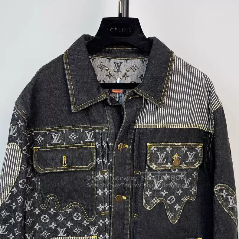 Louis Vuitton Louis Vuitton Blue denim jacket with full logo patchwork j Size US S / EU 44-46 / 1 - 3 Thumbnail