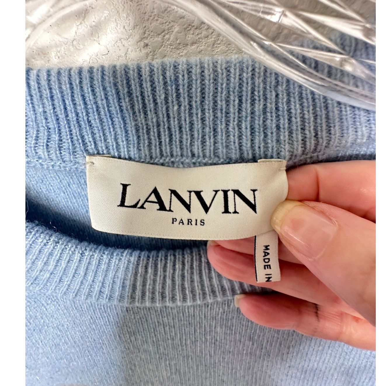 Lanvin Lanvin Girls Pearl Logo Cashmere Sweater Baby Blue Size 12 Size XL / US 12-14 / IT 48-50 - 6 Thumbnail
