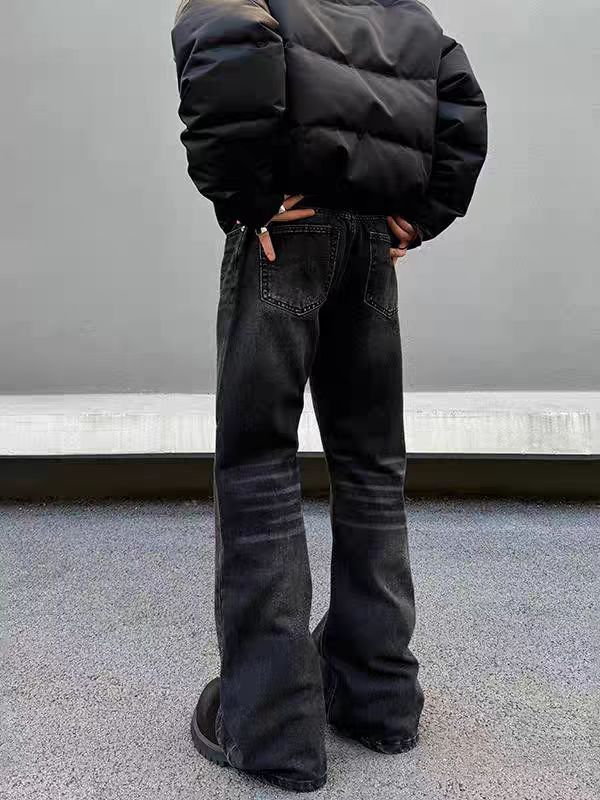 Japanese Brand × Vintage Street Vintage Aged Loose Micro Flare Black Jeans Size US 29 - 5 Thumbnail