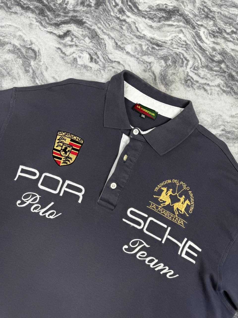 La Martina Vintage La Martina Porshe Polo Shirt Racing Men 3XL Gray Size US XXL / EU 58 / 5 - 5 Thumbnail