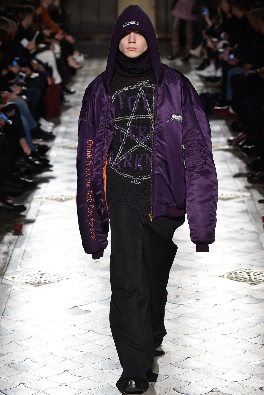 Pre-owned Vetements Aw16 Total Fucking Darkness (tfd) Bomber In Purple
