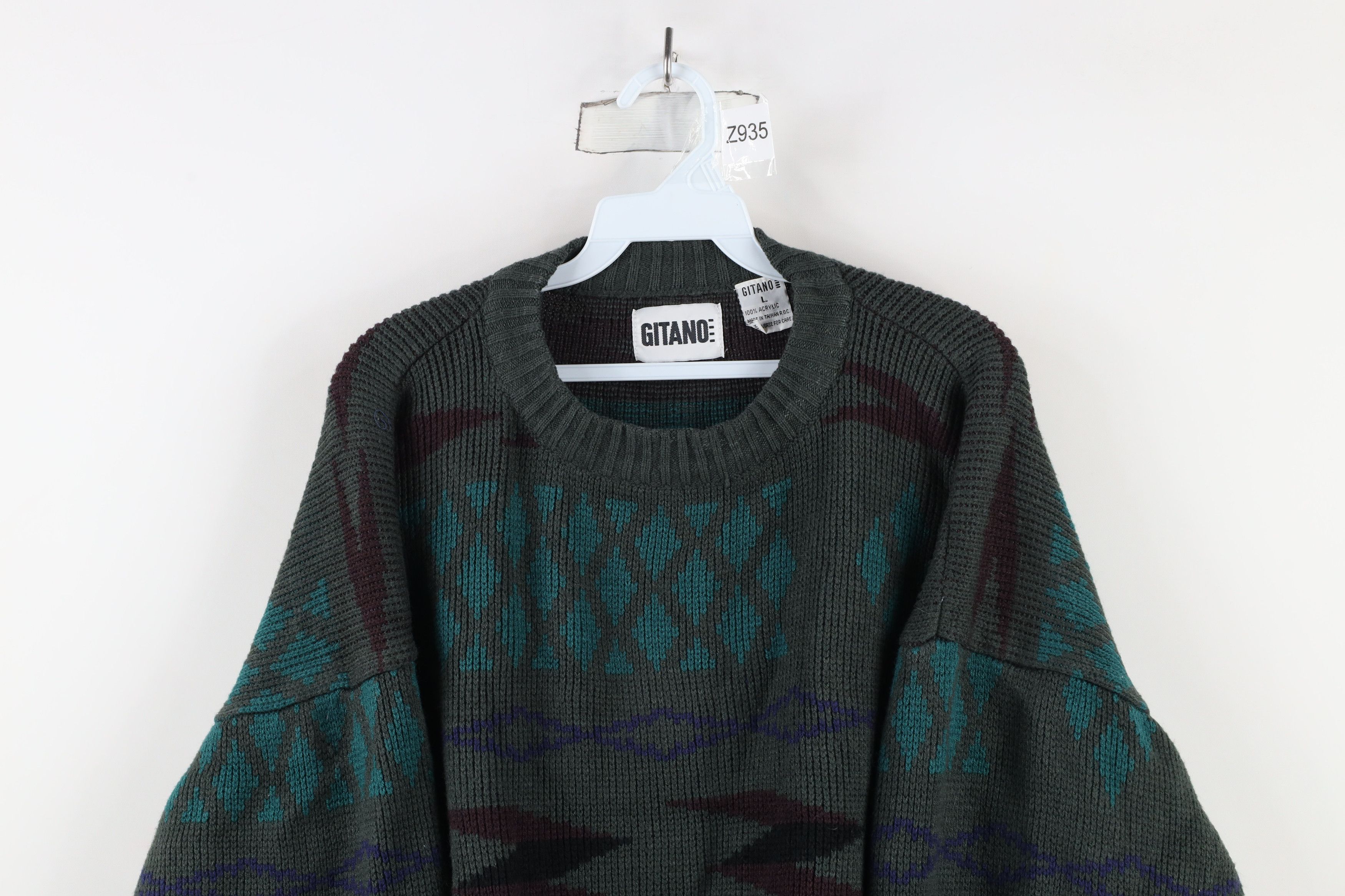 Vintage Vintage 90s Coogi Style Abstract Boxy Oversized Knit Sweater Size L / US 10 / IT 46 - 2 Thumbnail