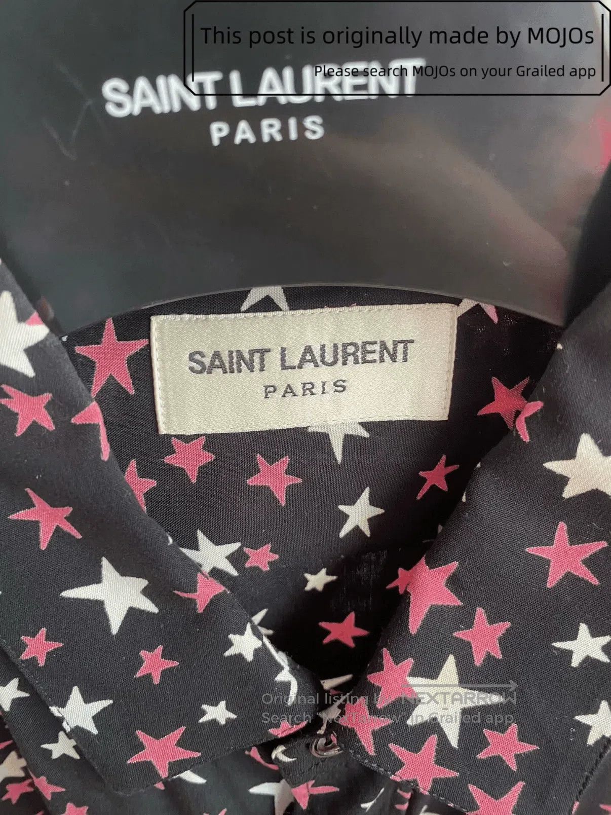 Saint Laurent Paris Sz 40 Saint Laurent Paris 16AW Pink Stars Shirt mojos152724 Size US L / EU 52-54 / 3 - 3 Thumbnail
