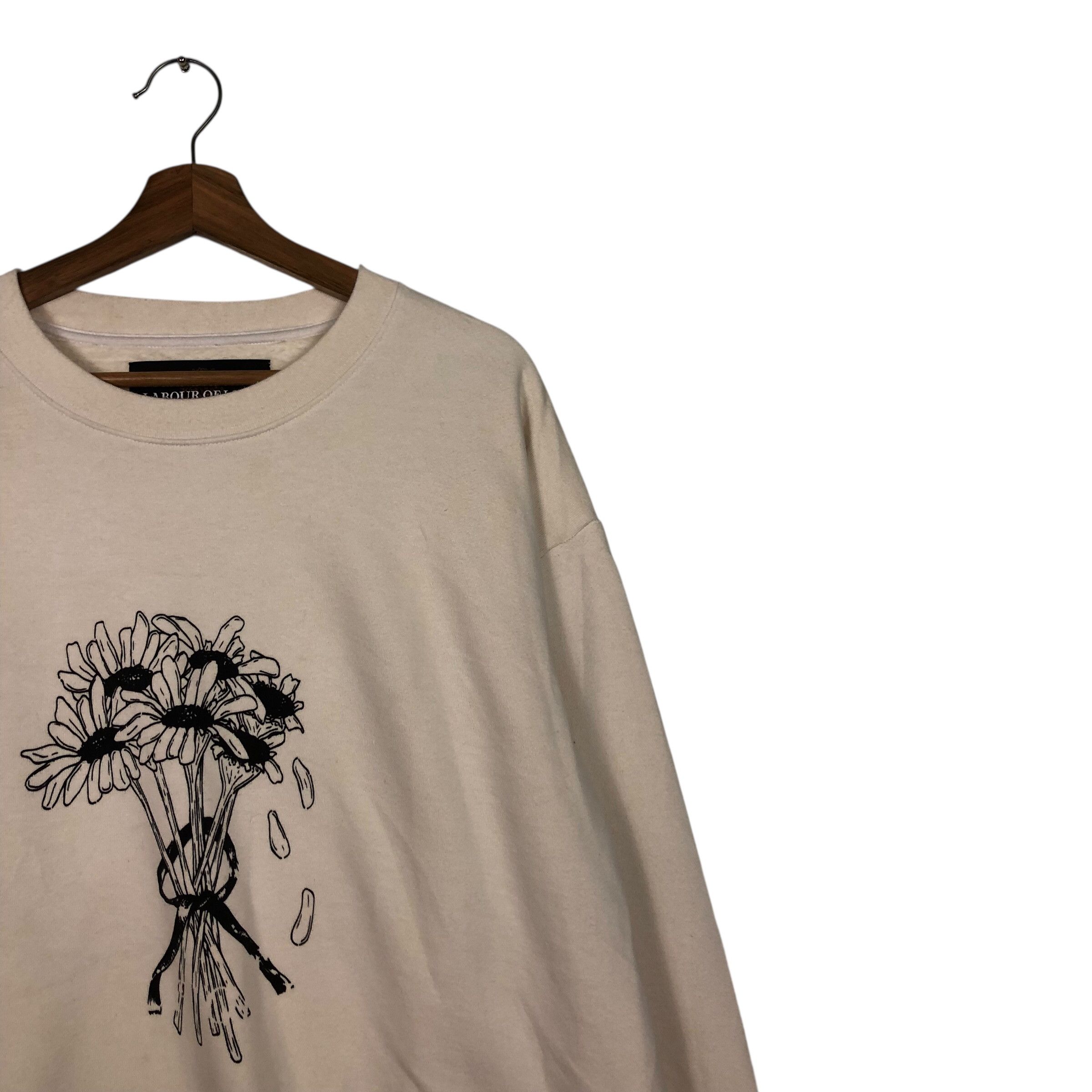 Japanese Brand 📌Vintage Sweatshirt Labour Of Love Big Logo Flower Design Size US L / EU 52-54 / 3 - 7 Thumbnail
