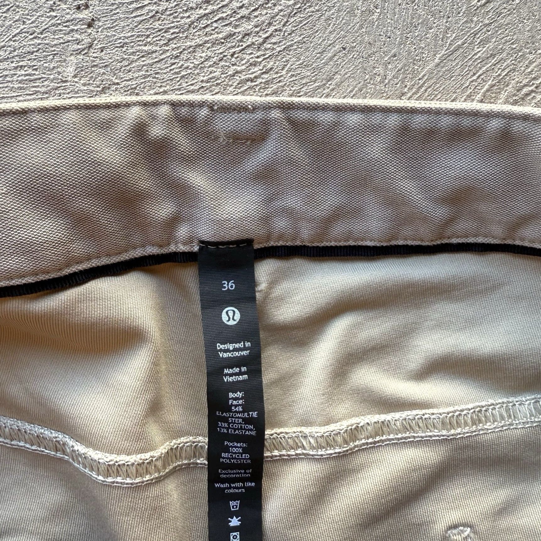 Lululemon Lululemon Men Pants 36x27 Regular Fit Straight Leg Chino Beige Cotton Spandex 5-Pocket Outdoor Stretch Flat Front Size US 36 / EU 52 - 6 Thumbnail