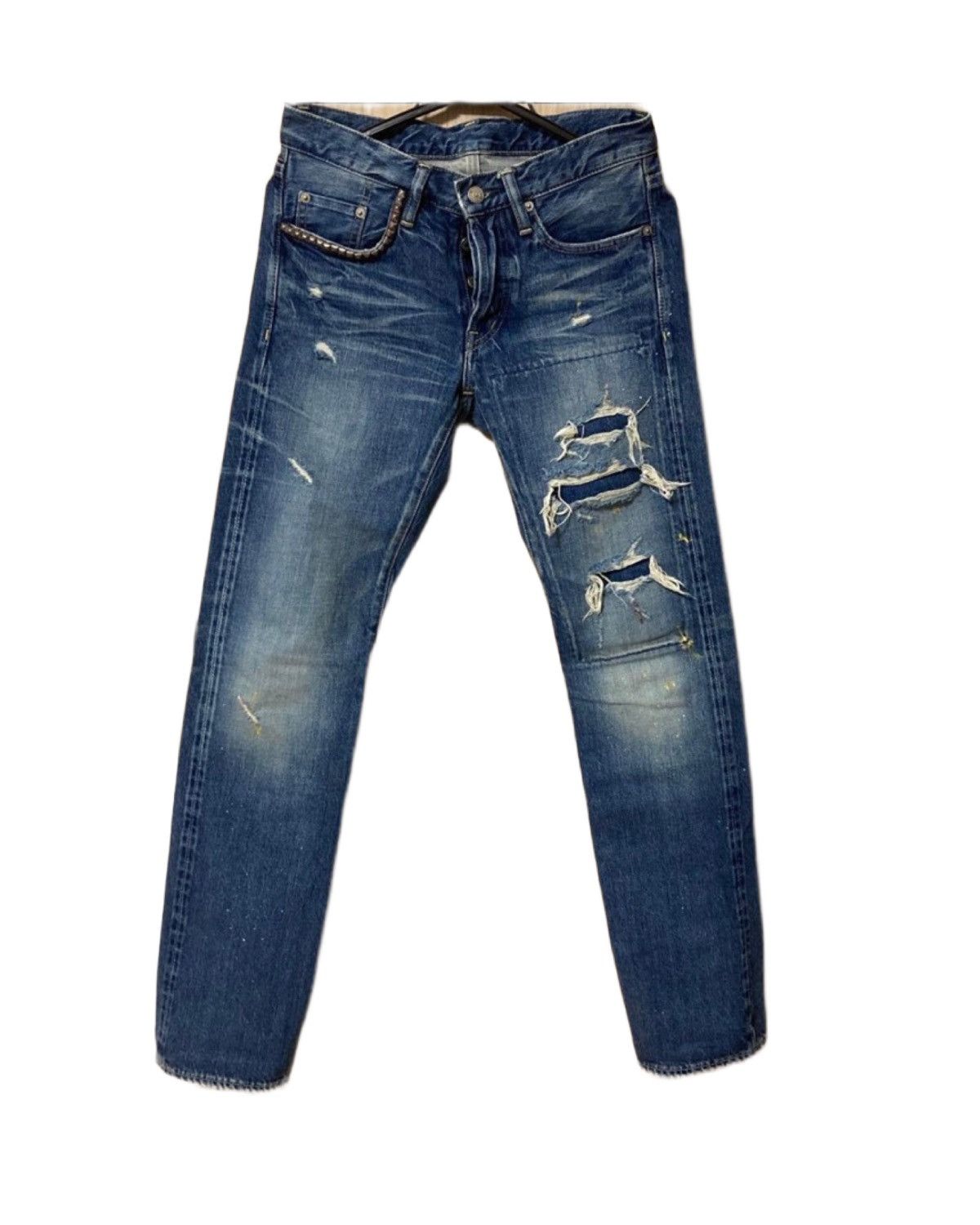 Hysteric Glamour Distressed Studded Selvedge Japanese Denim Jeans Size US 28 / EU 44 - 1 Thumbnail