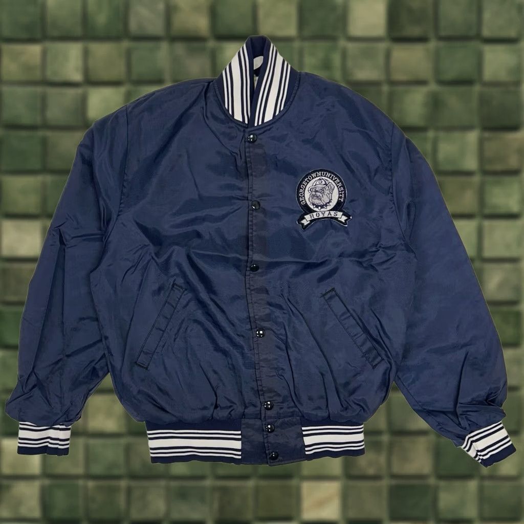 Salem Sportswear VINTAGE Gem Sportswear Georgetown Hoyas Bomber Jacket M Blue Embroidered Snaps 70s 80s Mens Size US M / EU 48-50 / 2 - 1 Thumbnail
