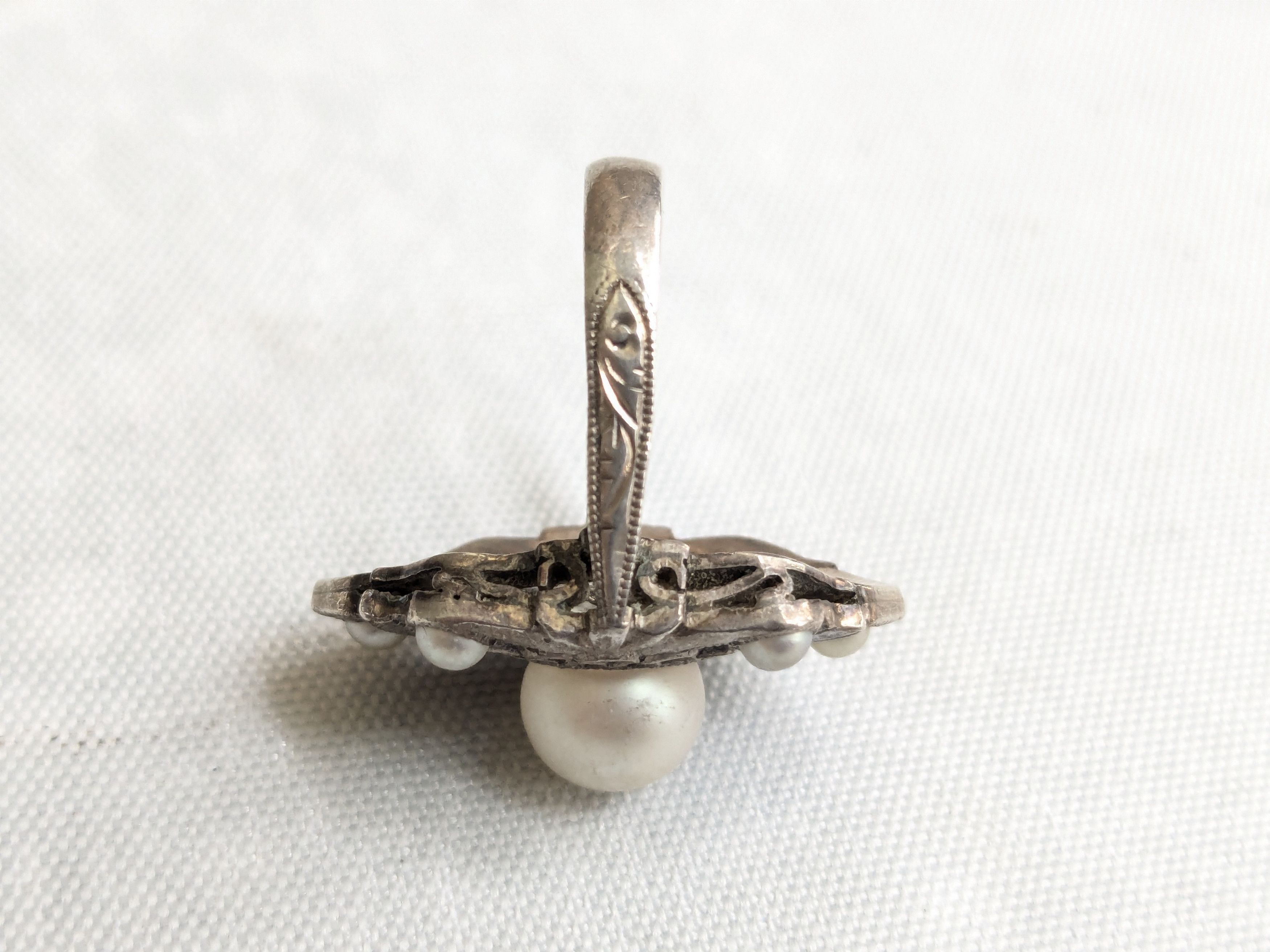 Jewelry Sterling Silver Ring Pearl Art Deco CPO Toyokoki 6.75 Size ONE SIZE - 5 Thumbnail
