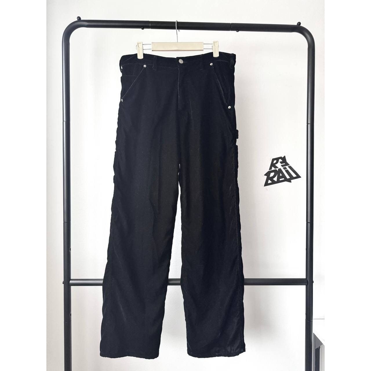 Warren Lotas Warren Lotas Black Silk Velvet Carpenter Pants Size US 32 / EU 48 - 1 Thumbnail