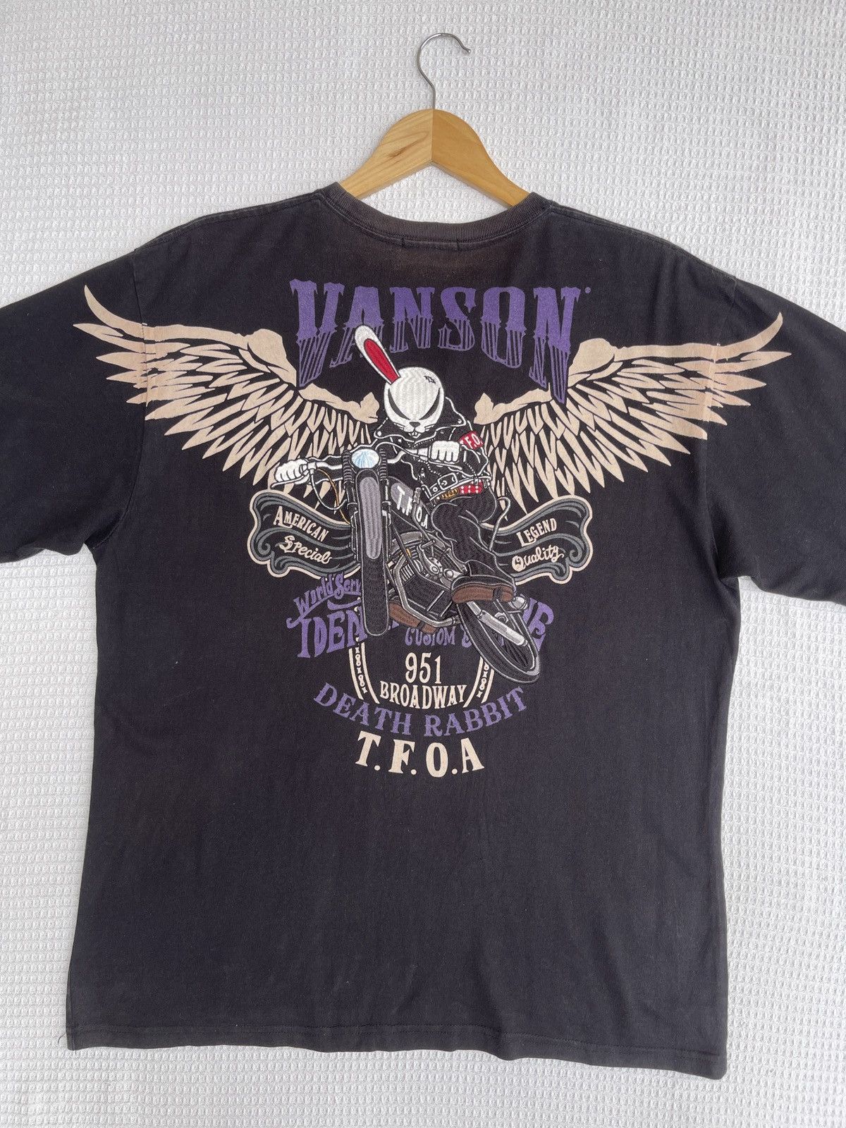Japanese Brand Rare🔥 VANSON Leather Death Rabbit TFOA Embroidered Tee Size US XL / EU 56 / 4 - 12 Thumbnail
