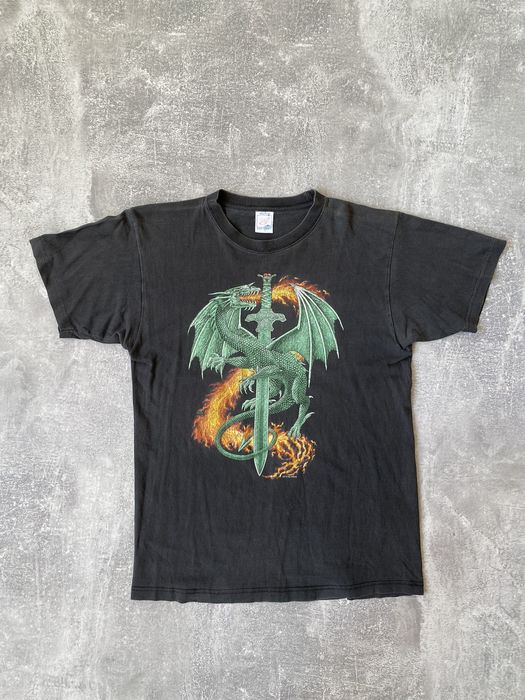 Vintage Vintage Dragon Fadded T-shirt | Grailed