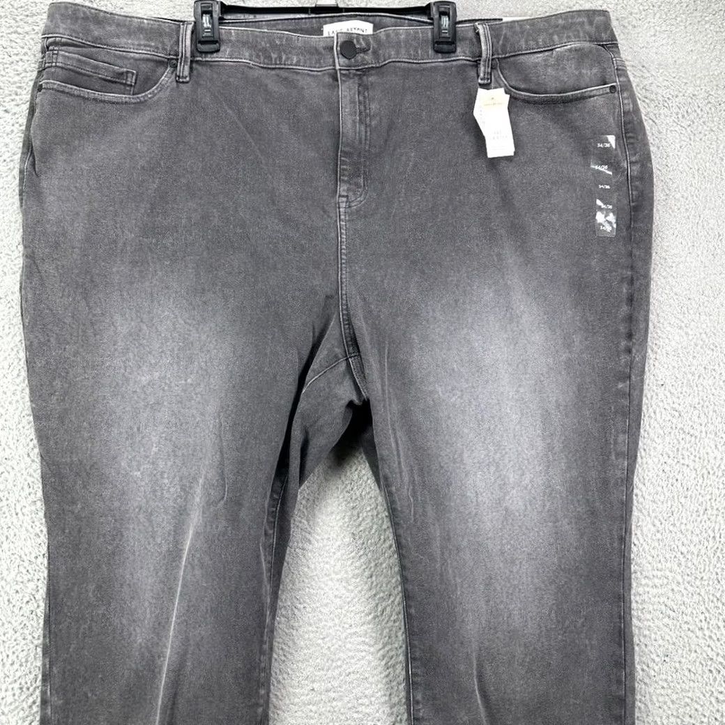 Vintage Lane Bryant Skinny Jeans Womens 34-36 Grey Distressed Denim Slim 5 Pocket Button Rise NA Denim NEW Size 24" / US 00 / IT 34 - 4 Thumbnail