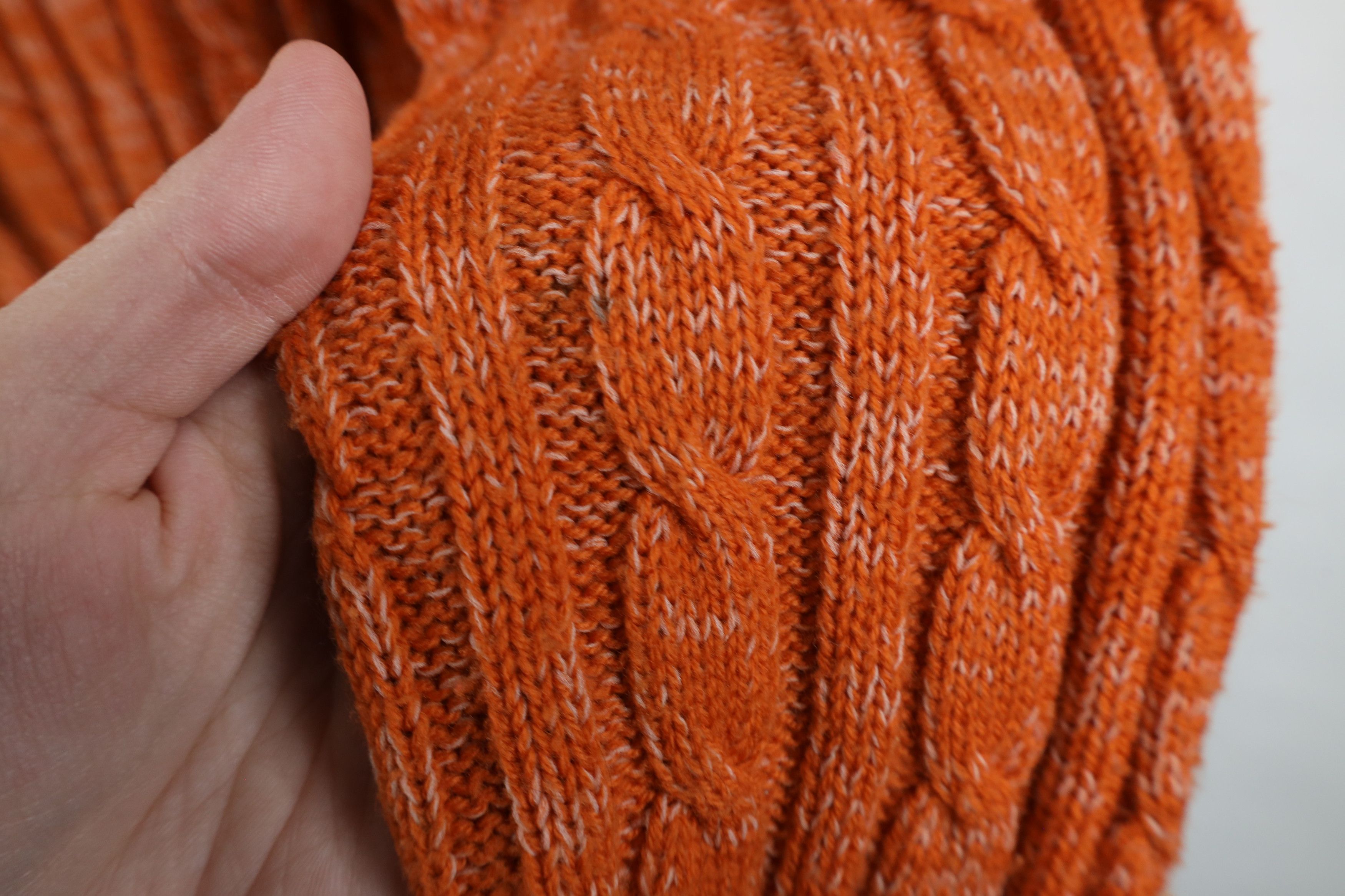 Vintage Vintage 70s Streetwear Cable Knit Cardigan Sweater Orange Size M / US 6-8 / IT 42-44 - 6 Thumbnail
