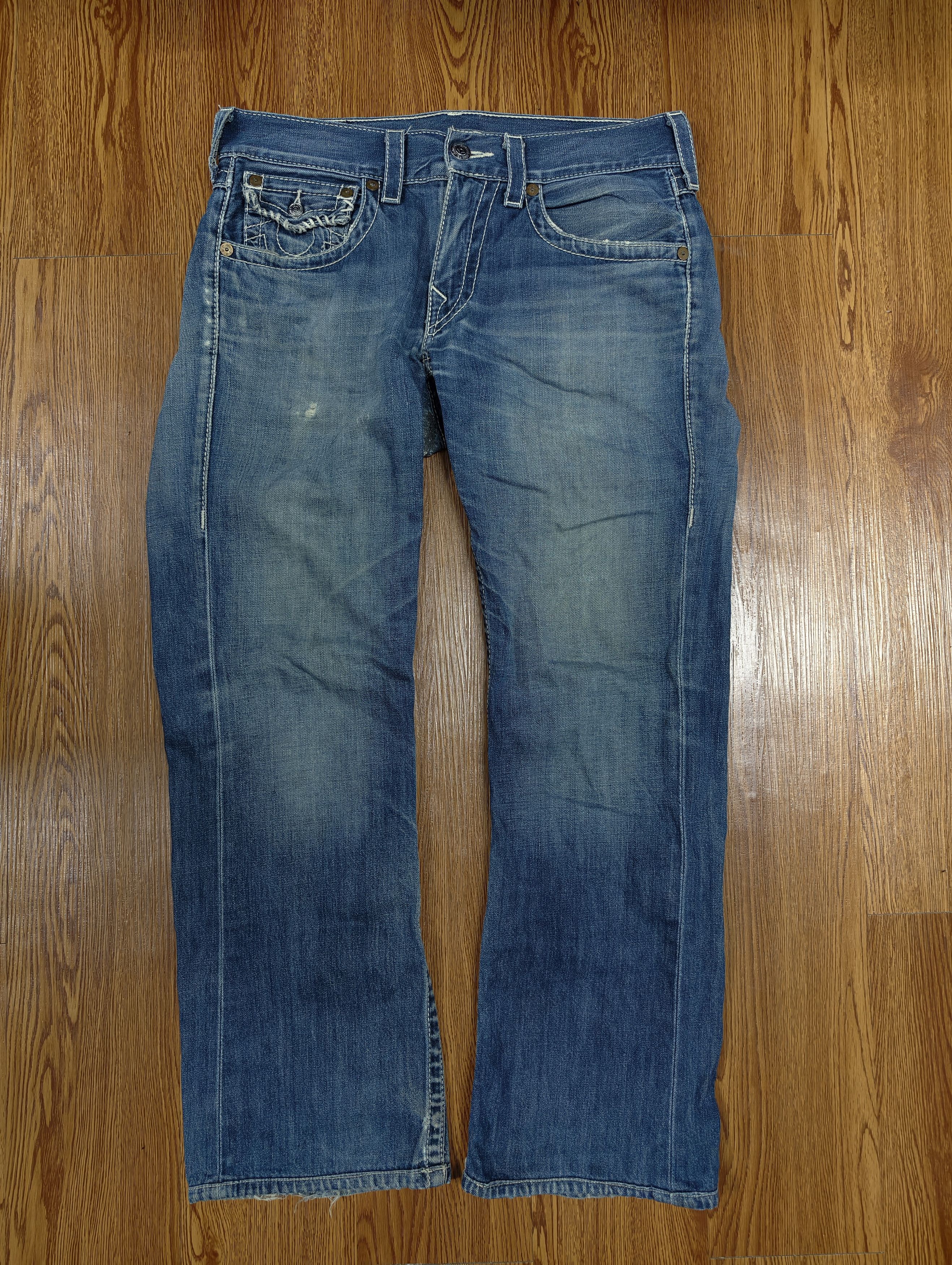 True Religion Y2K True Religion Boot Cut White Stitch Super T Flares 2000s Size US 31 - 2 Thumbnail