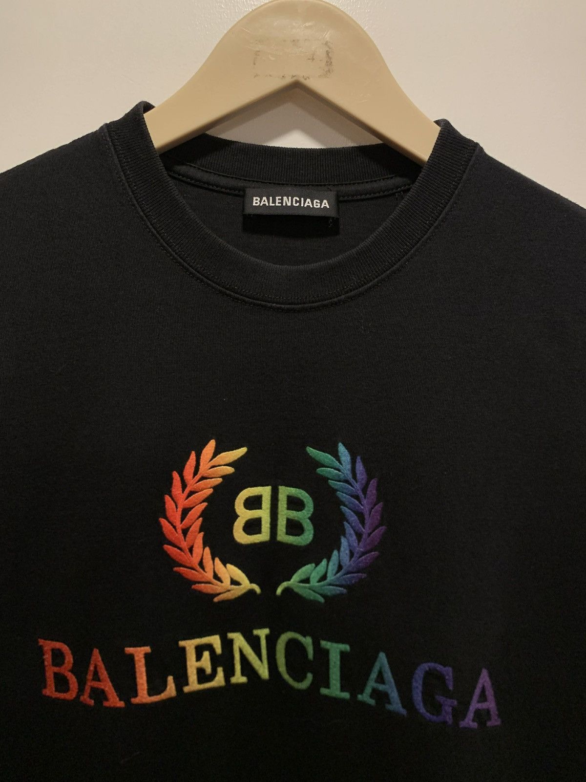Balenciaga Balenciaga Rainbow Logo Black Tee Size US XS / EU 42 / 0 - 3 Thumbnail