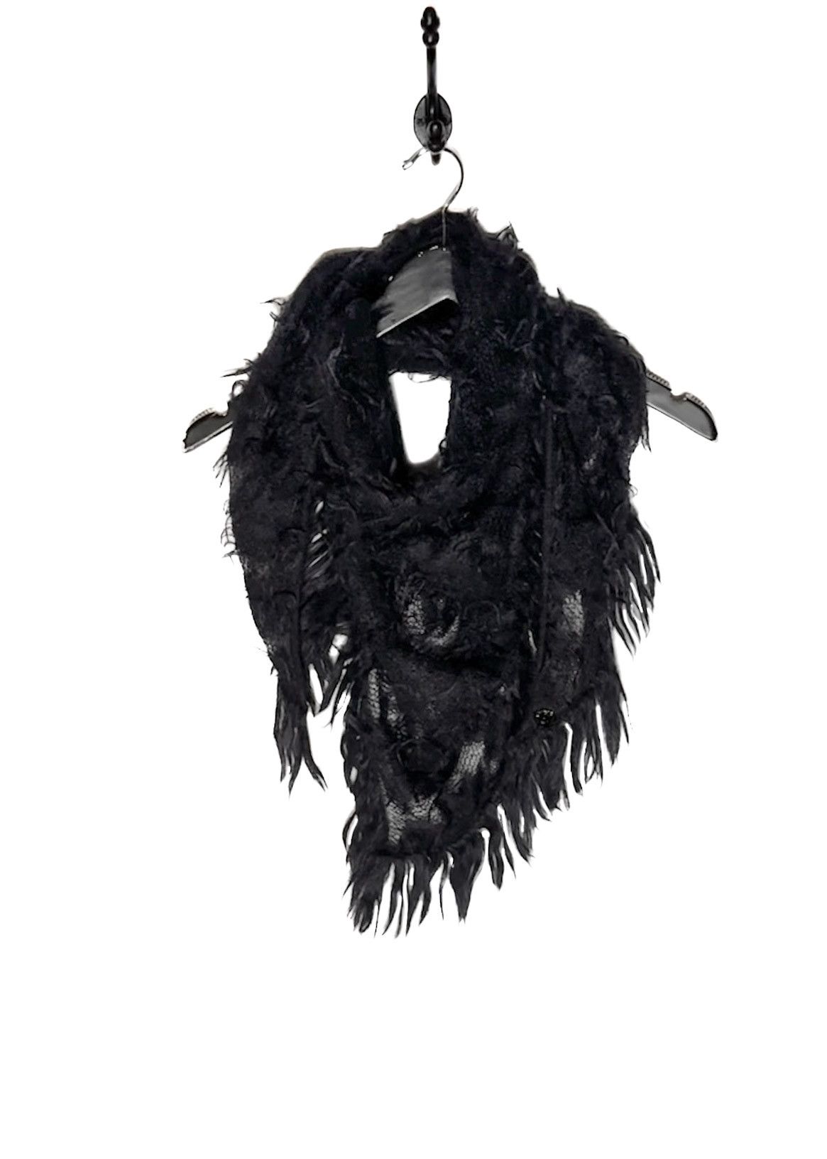 Chanel Chanel FW09 Black Mohair Blend Shift Dress w/ Fringed Shawl Size S / US 4 / IT 40 - 9 Thumbnail