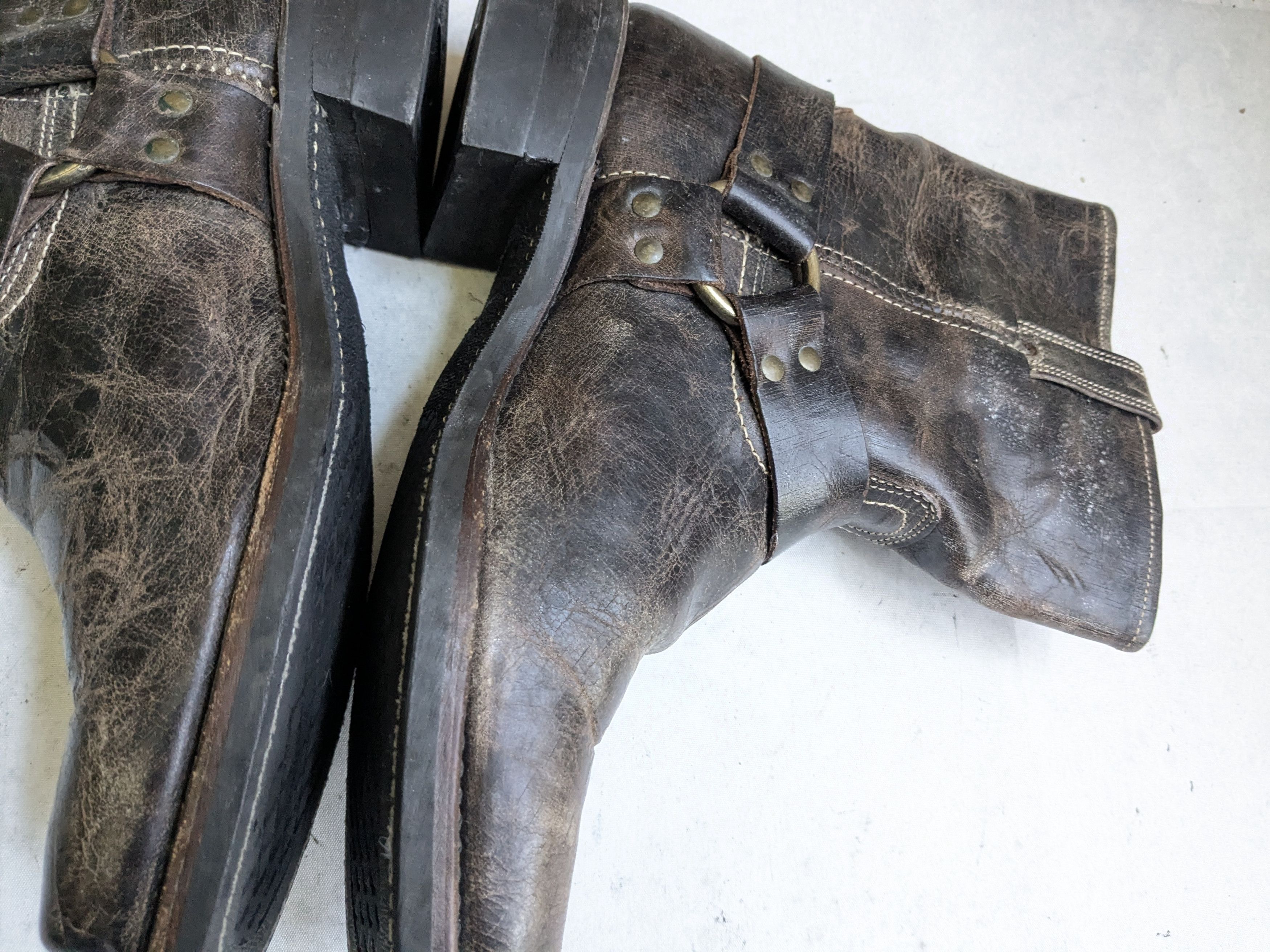 Frye Frye Harness Boots Brown Leather 12 M Leather Buckle Size US 12 / EU 45 - 12 Thumbnail