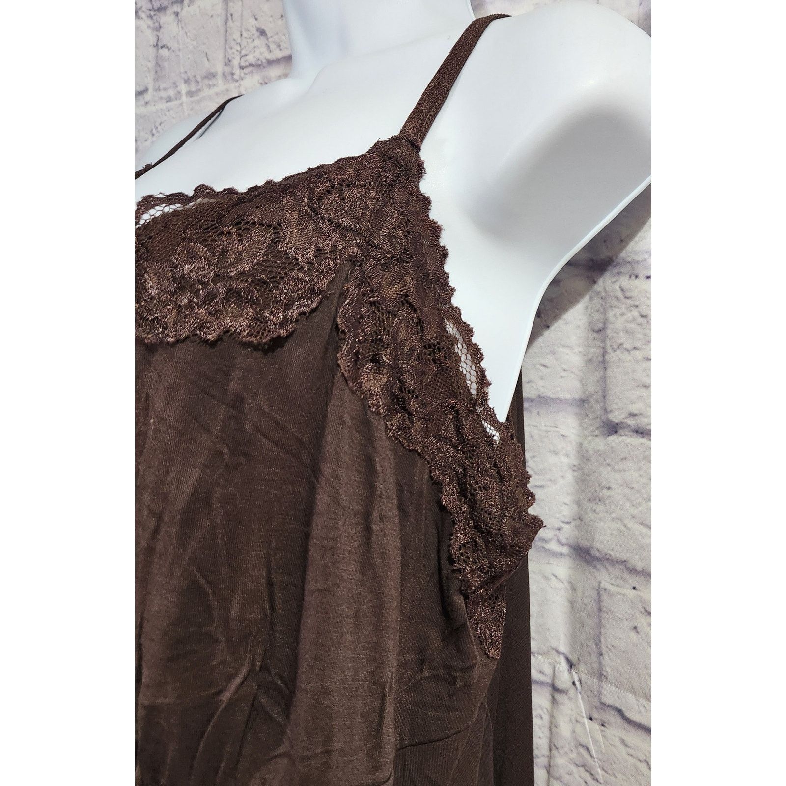 Other Lane Bryant Brown Lace Detail Spaghetti Strap Tank Top 18 20 Size XXL / US 16-18 / IT 52-54 - 3 Thumbnail