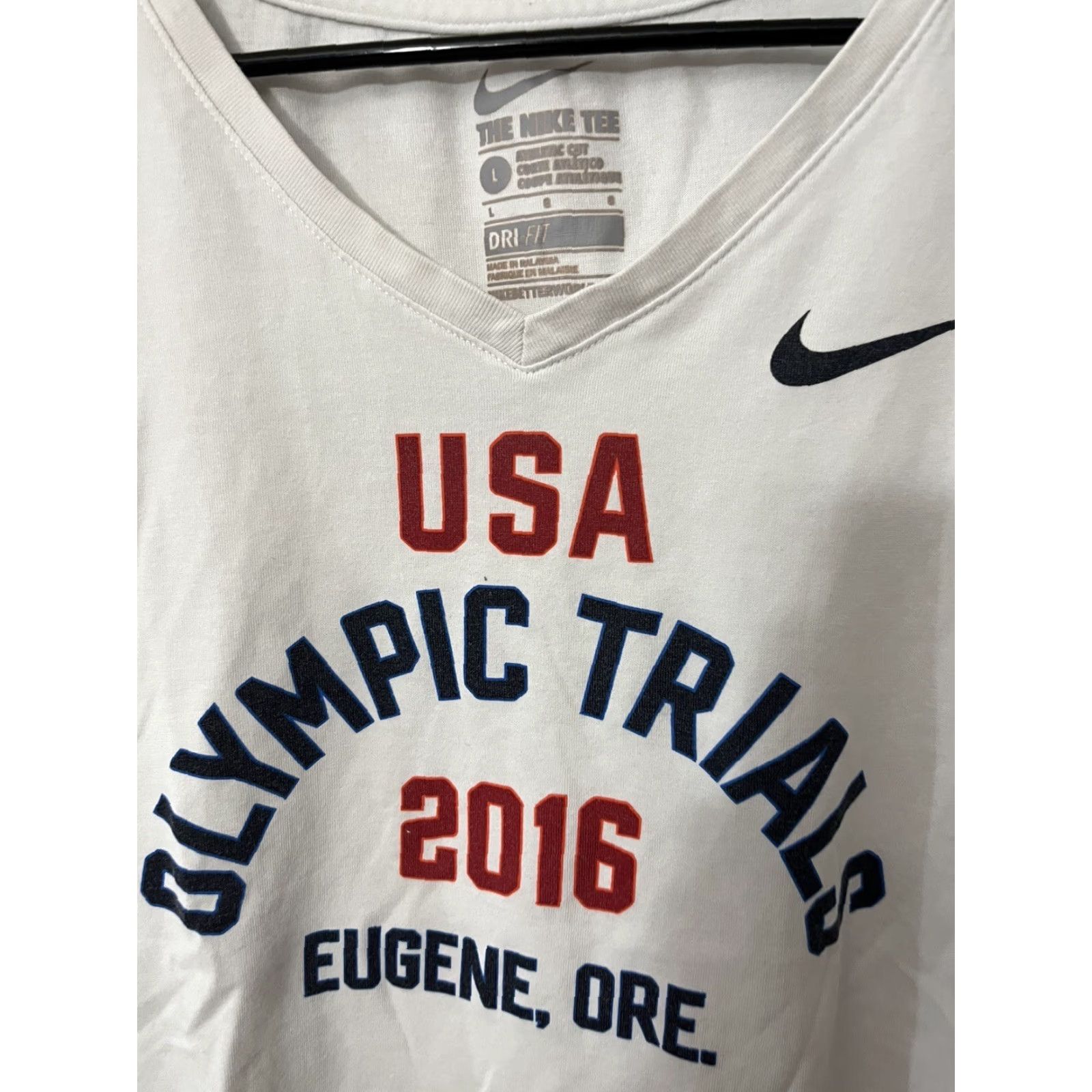Nike VINTAGE Nike Dri Fit USA Olympic Trials 2016 Eugene Oregon TEES SZ Large White Size ONE SIZE - 2 Thumbnail