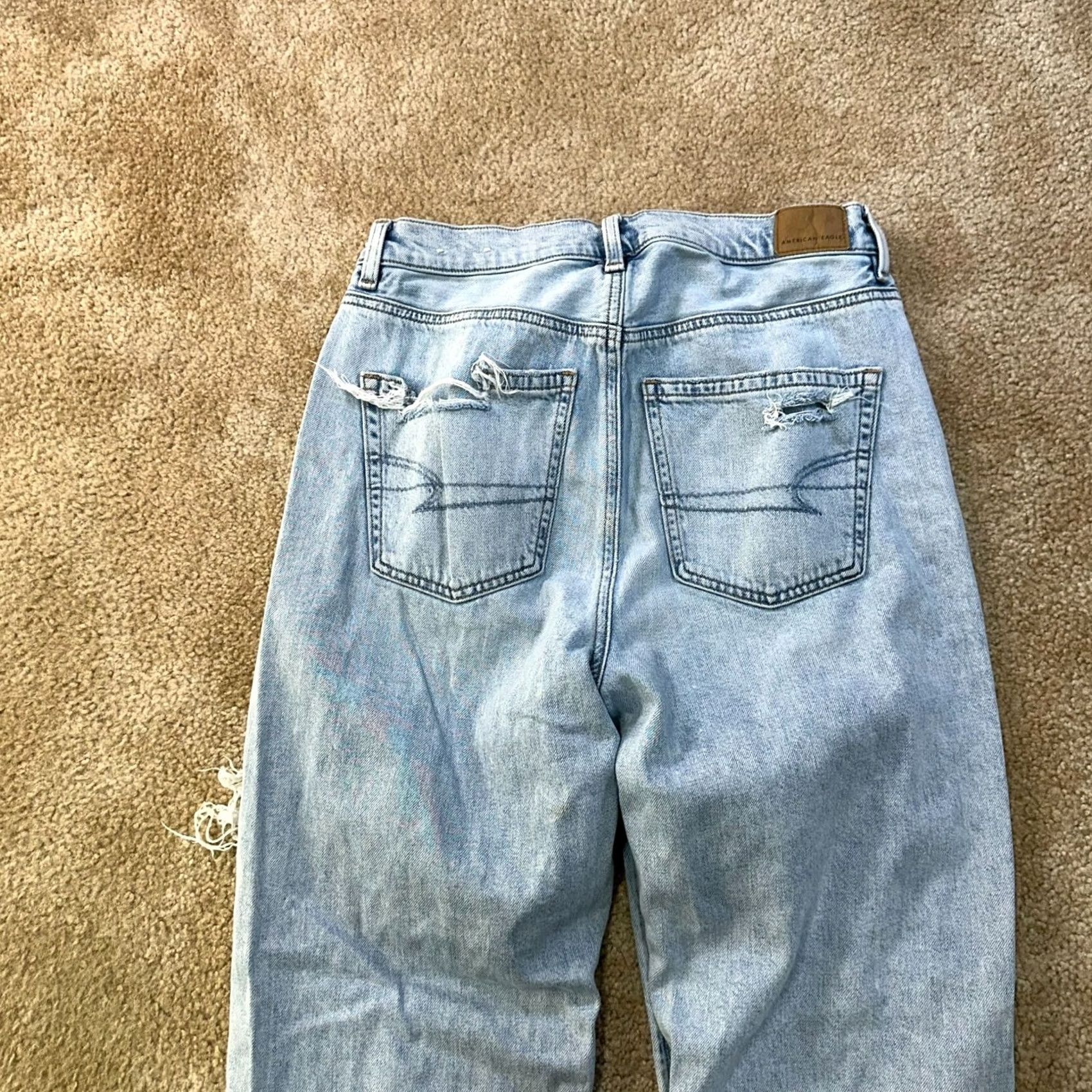 American Eagle Outfitters VINTAGE American Eagle Jeans Women 6 High Rise Baggy Straight Blue Denim 32 in 5-Pocket Distressed Regular 30 in Waist Mens Women Girls Size 28" / US 6 / IT 42 - 7 Thumbnail