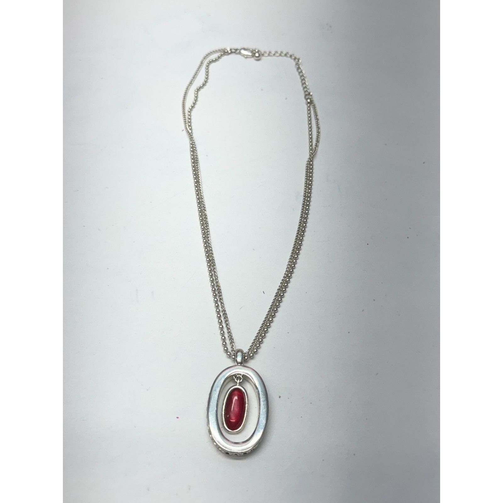 Vintage Vintage silver tone double chain pendant necklace Size ONE SIZE - 3 Thumbnail