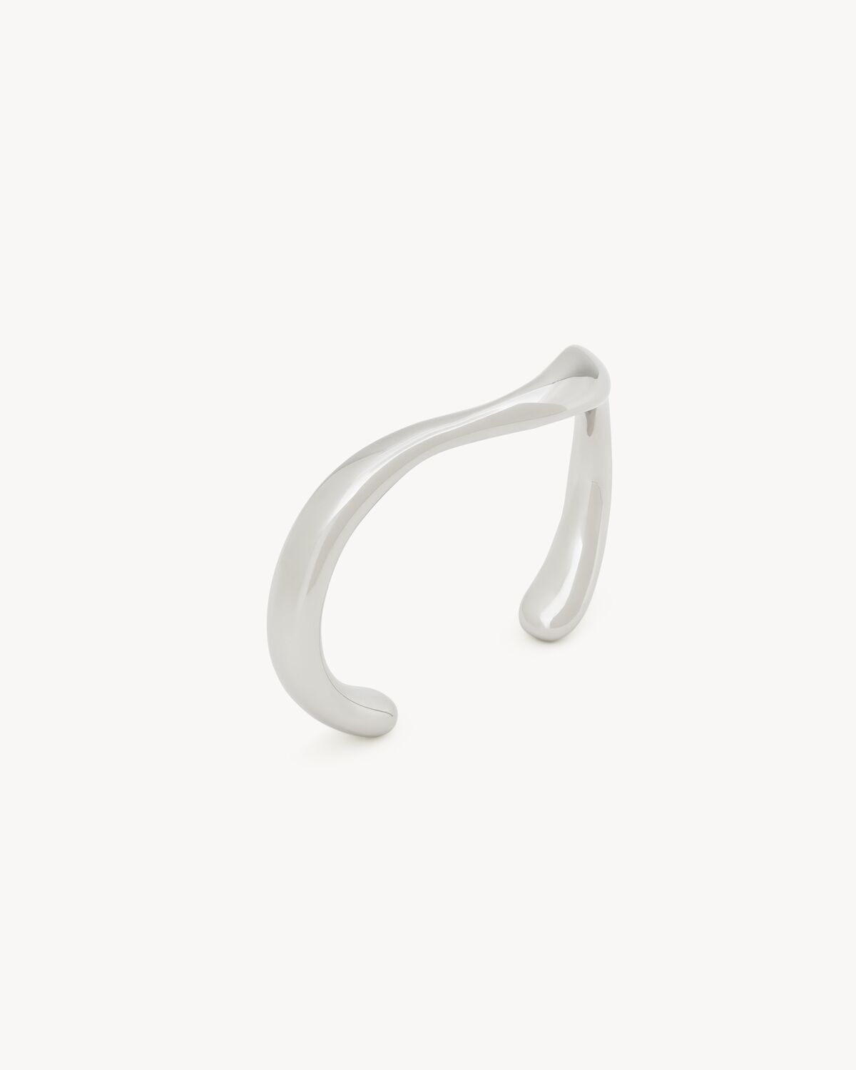 Saint Laurent Paris o1bcso1str0226 Size:M/Wavy Cuff In Metal in Silver Size ONE SIZE - 2 Thumbnail
